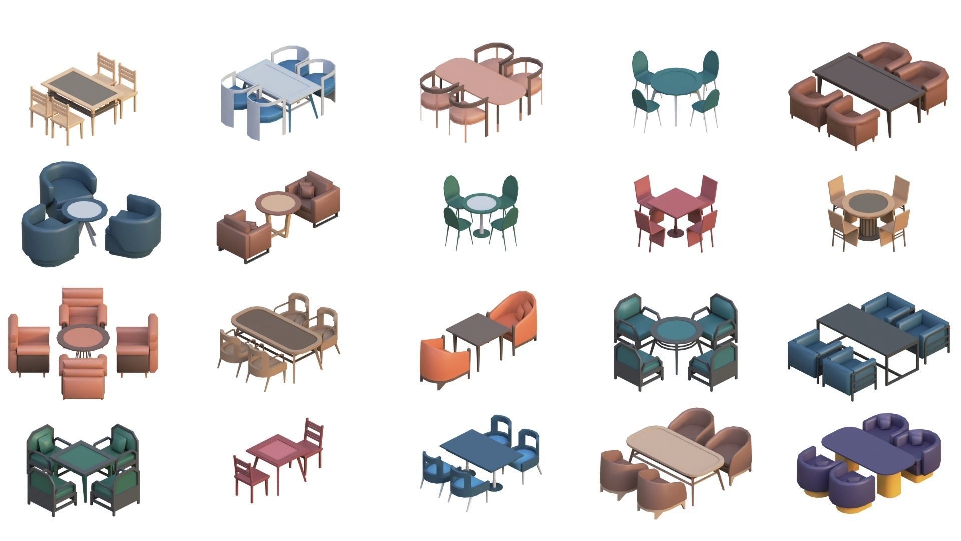 Low Poly Furniture - 1000 models collection interior Vol1-Vol2 Low-poly 3D model_14