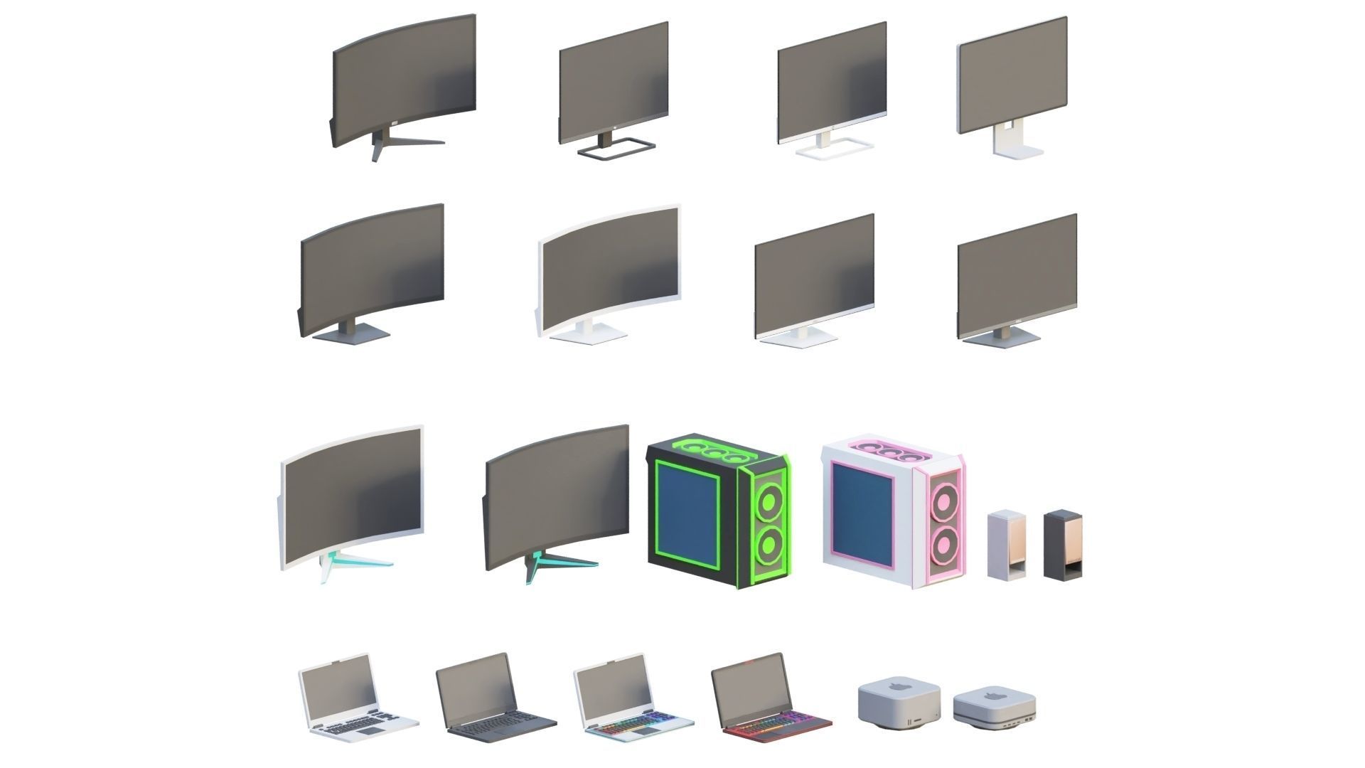 Low Poly Furniture - 1000 models collection interior Vol1-Vol2 Low-poly 3D model_40