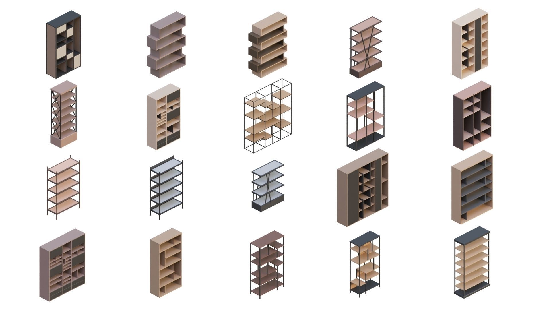 Low Poly Furniture - 1000 models collection interior Vol1-Vol2 Low-poly 3D model_38