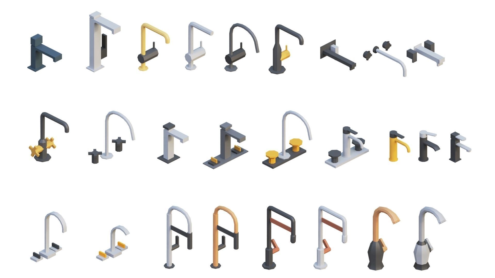 Low Poly Furniture - 1000 models collection interior Vol1-Vol2 Low-poly 3D model_21