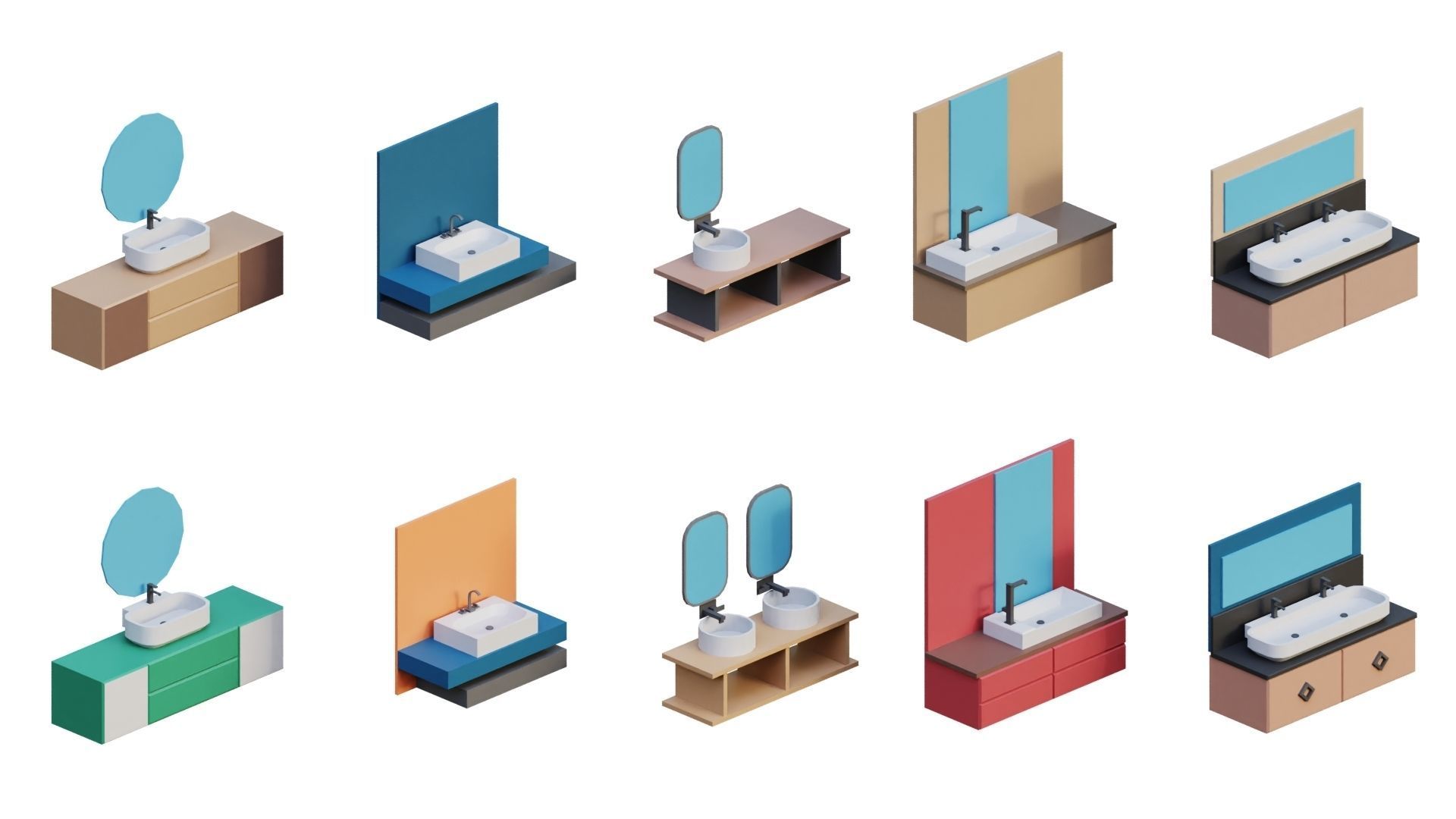Low Poly Furniture - 1000 models collection interior Vol1-Vol2 Low-poly 3D model_17