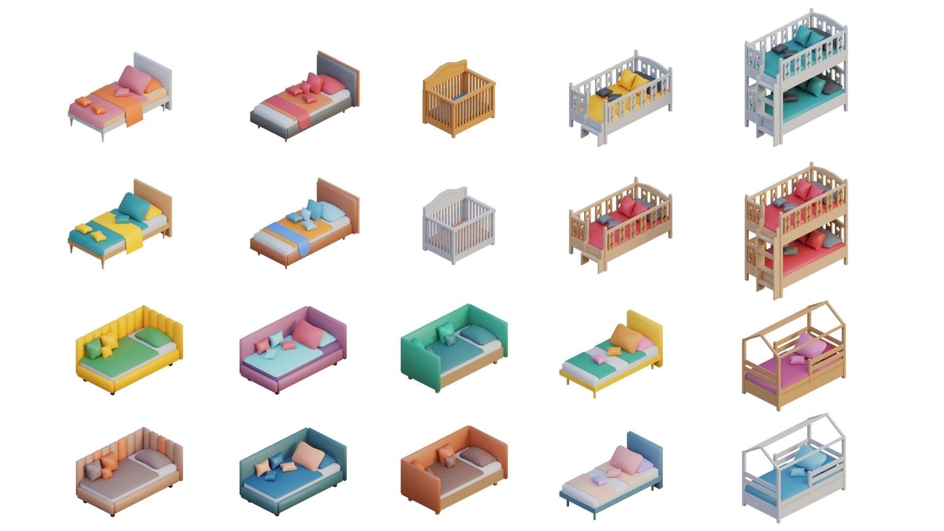 Low Poly Furniture - 1000 models collection interior Vol1-Vol2 Low-poly 3D model_10
