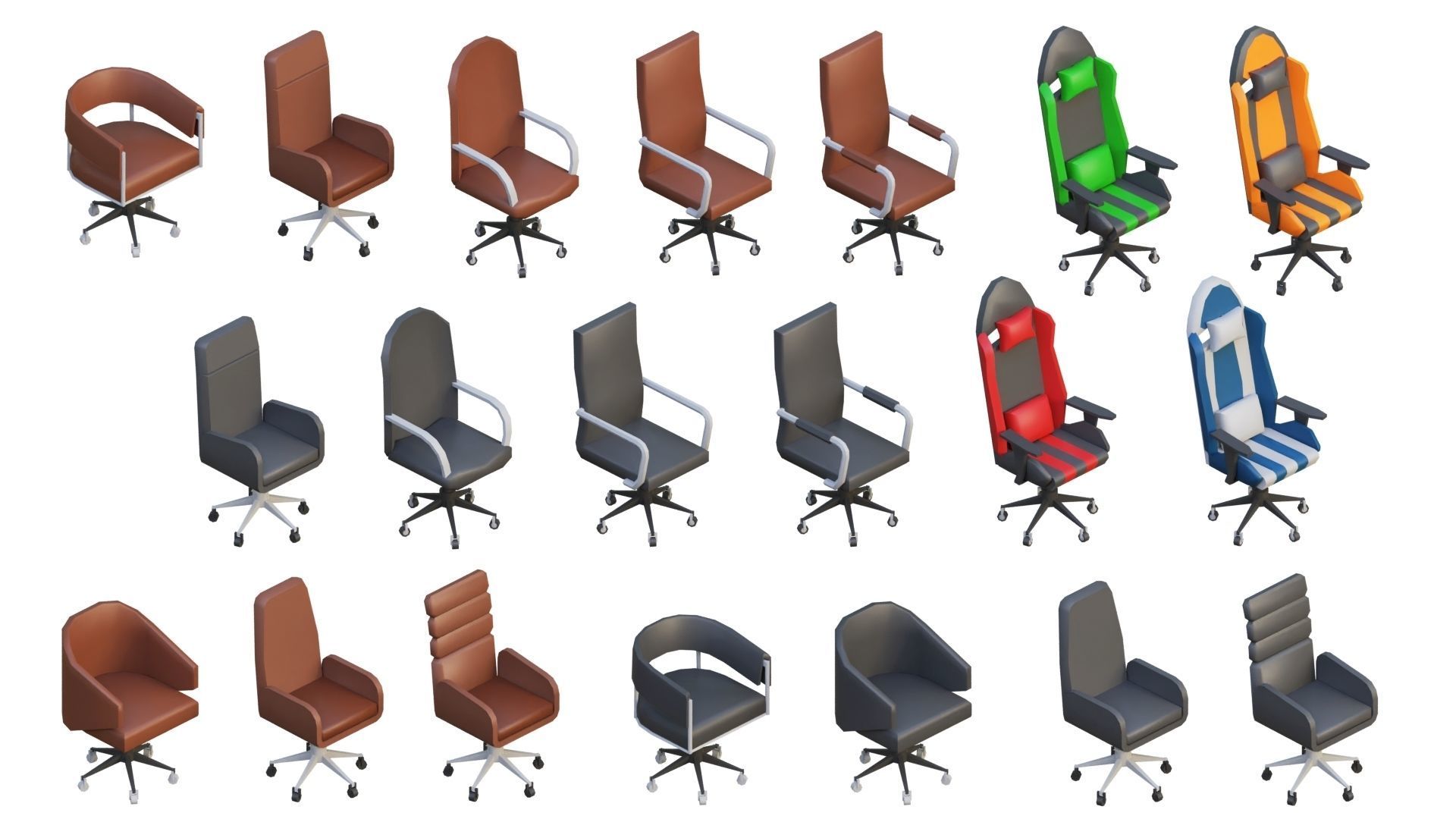 Low Poly Furniture - 1000 models collection interior Vol1-Vol2 Low-poly 3D model_3