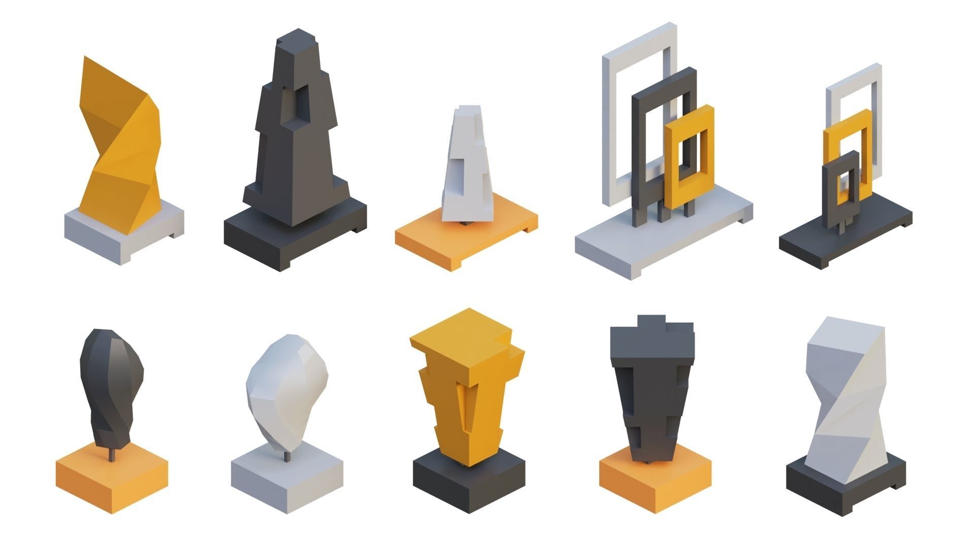 Low Poly Furniture - 1000 models collection interior Vol1-Vol2 Low-poly 3D model_28