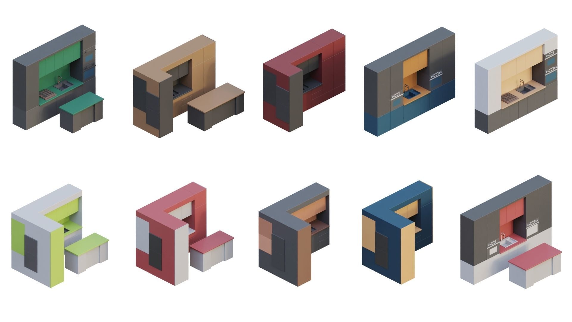 Low Poly Furniture - 1000 models collection interior Vol1-Vol2 Low-poly 3D model_24