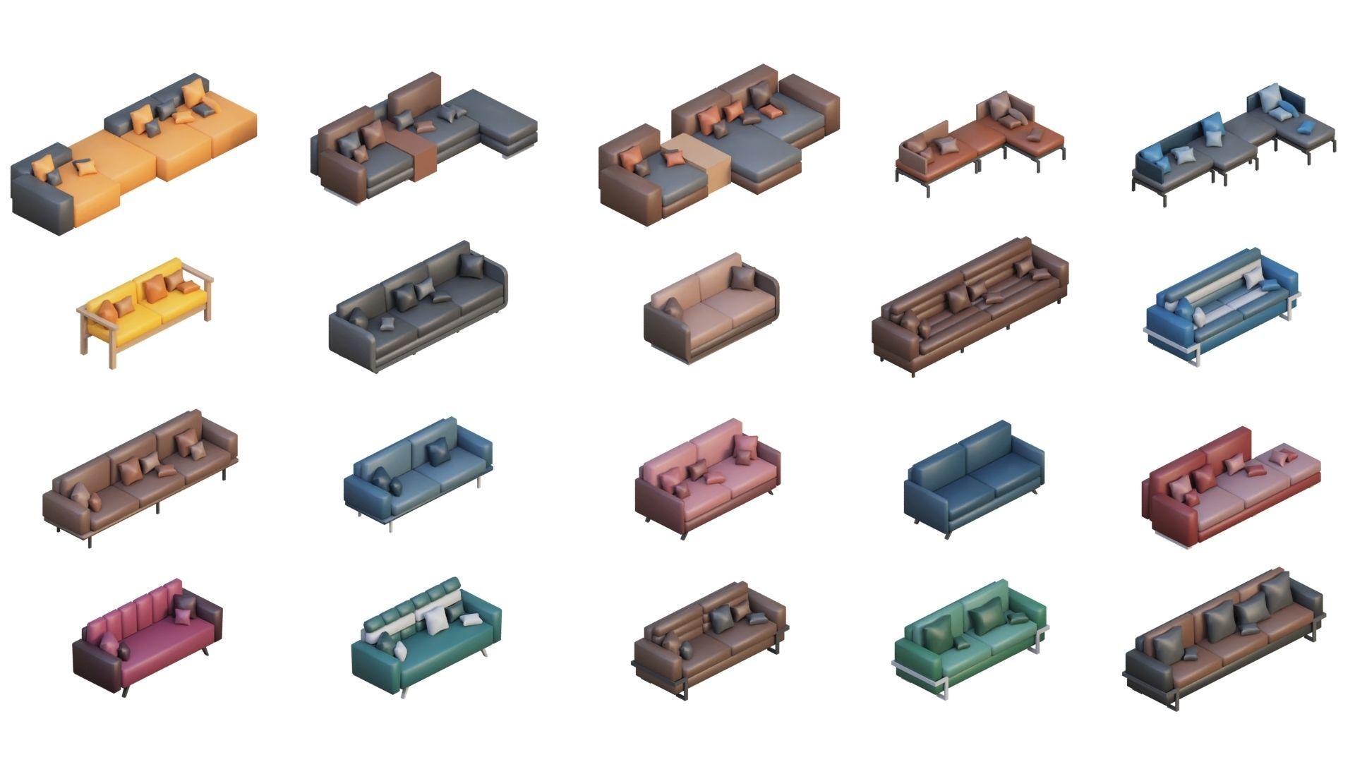 Low Poly Furniture - 1000 models collection interior Vol1-Vol2 Low-poly 3D model_31