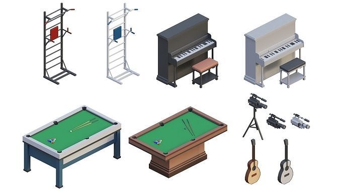 Low Poly Furniture - 1000 models collection interior Vol1-Vol2 Low-poly 3D model 7