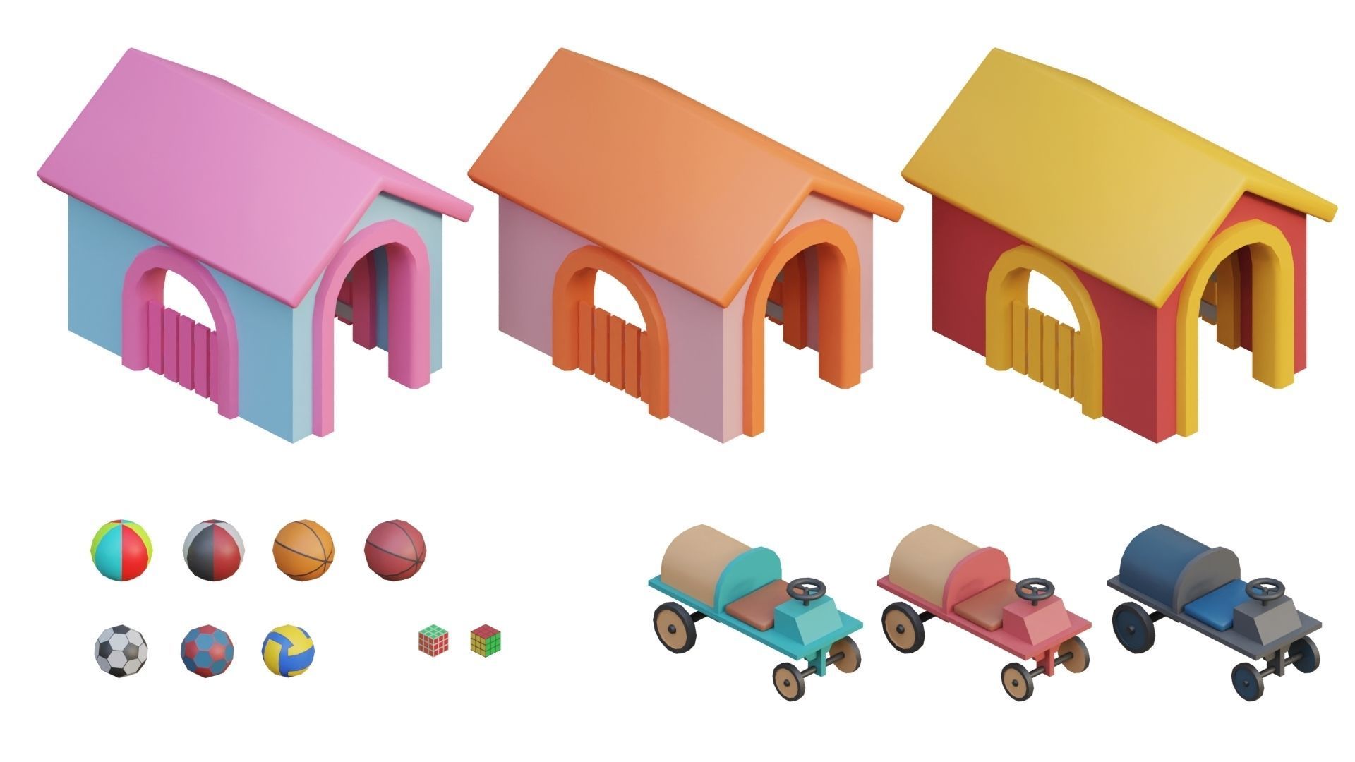 Low Poly Furniture - 1000 models collection interior Vol1-Vol2 Low-poly 3D model_15