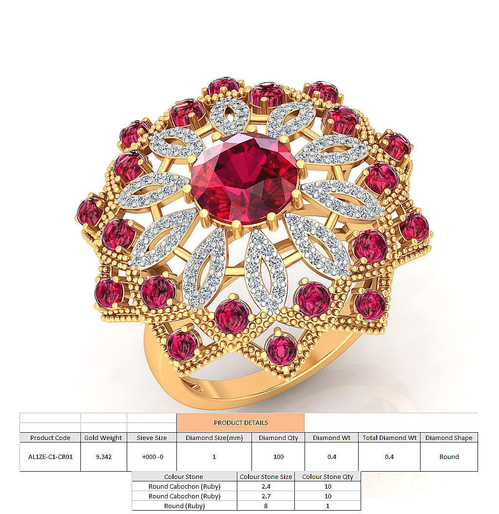 Cocktail ring 3D print model_12