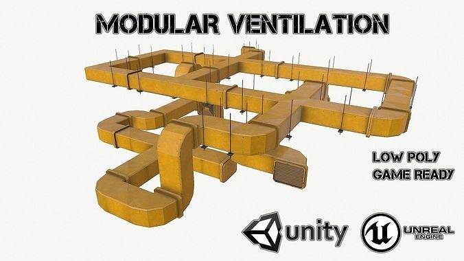 Modular ventilation Low-poly 3D model
