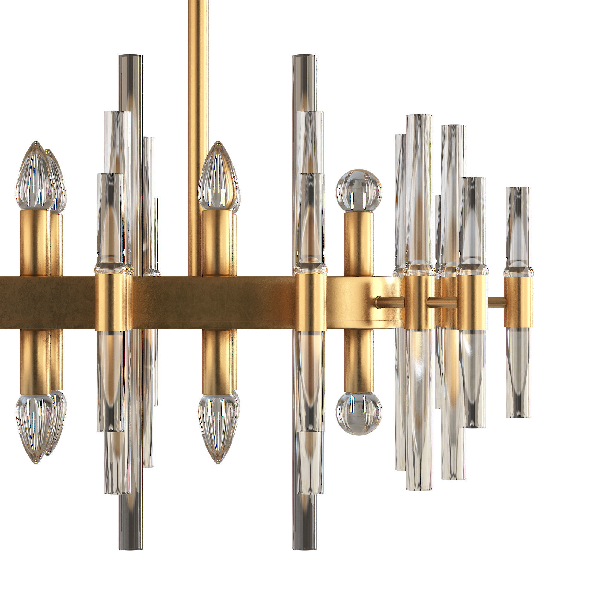 Modern Glass Living Room Chandelier in Brass 3D model_3