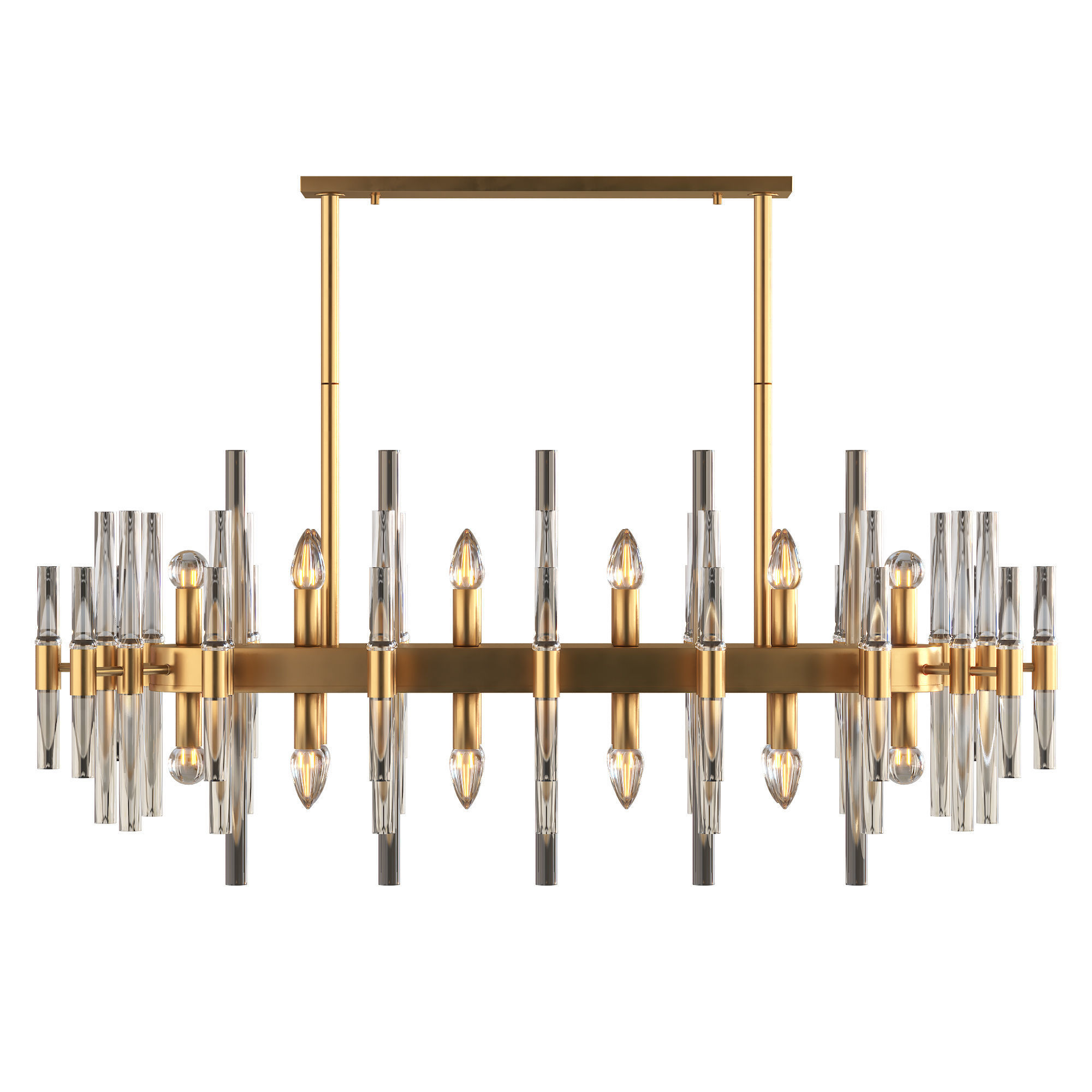 Modern Glass Living Room Chandelier in Brass 3D model_2
