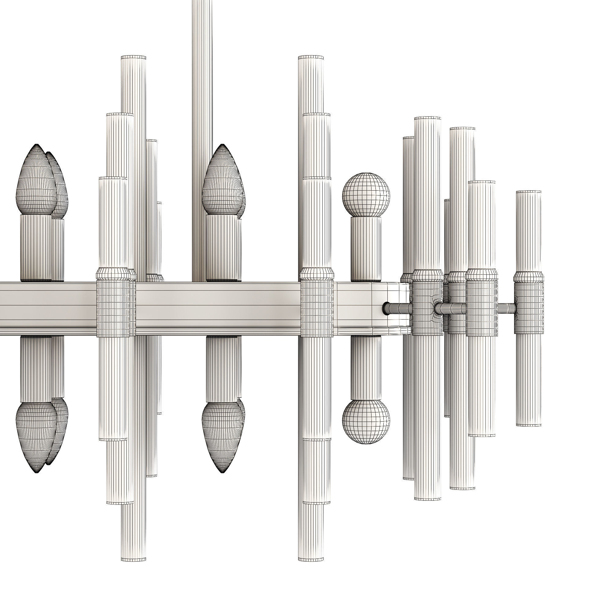 Modern Glass Living Room Chandelier in Brass 3D model_4
