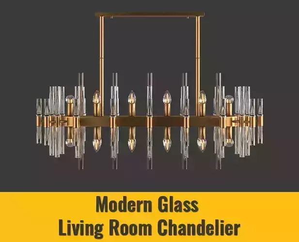 Modern Glass Living Room Chandelier in Brass 3D model