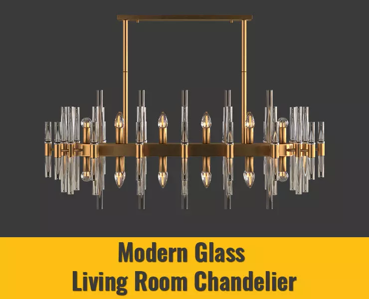 Modern Glass Living Room Chandelier in Brass 3D model_0