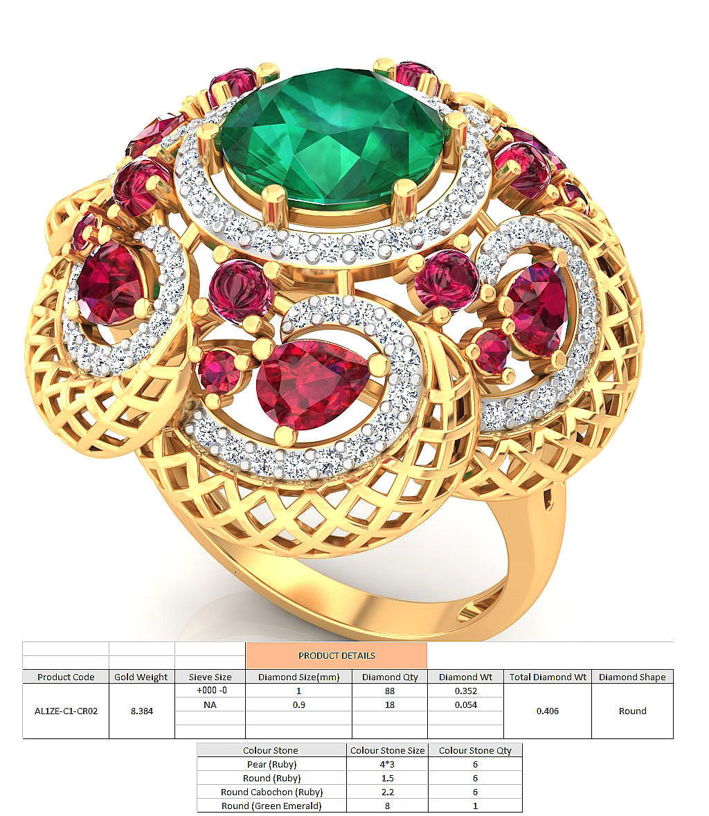 Cocktail ring 3D print model_12