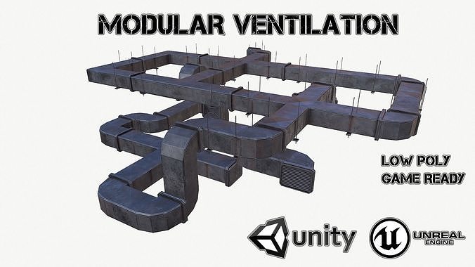 Modular ventilation Low-poly 3D model