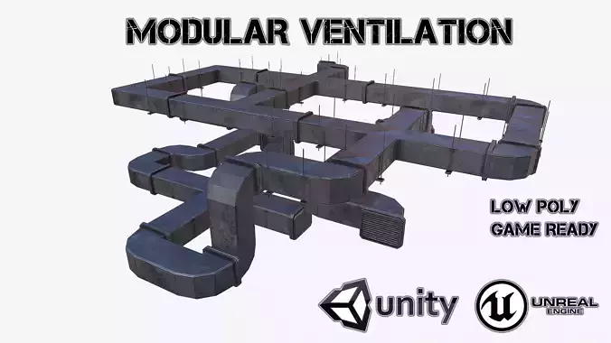 Modular ventilation Low-poly 3D model