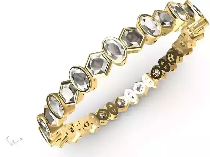 hexagon oval bangle eternity ring stl verified 