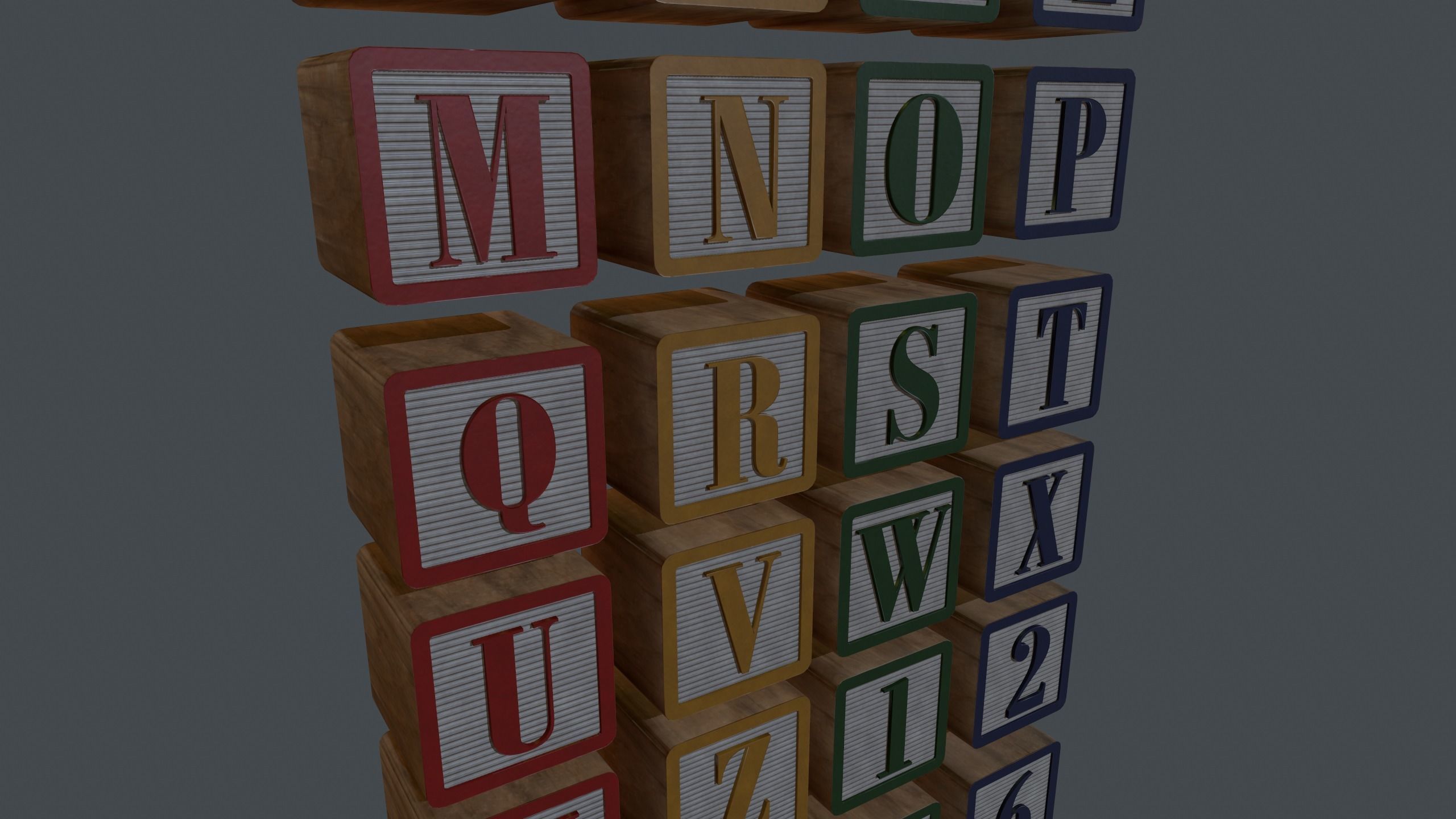 Alphabet Blocks GameReady Free low-poly 3D model_8