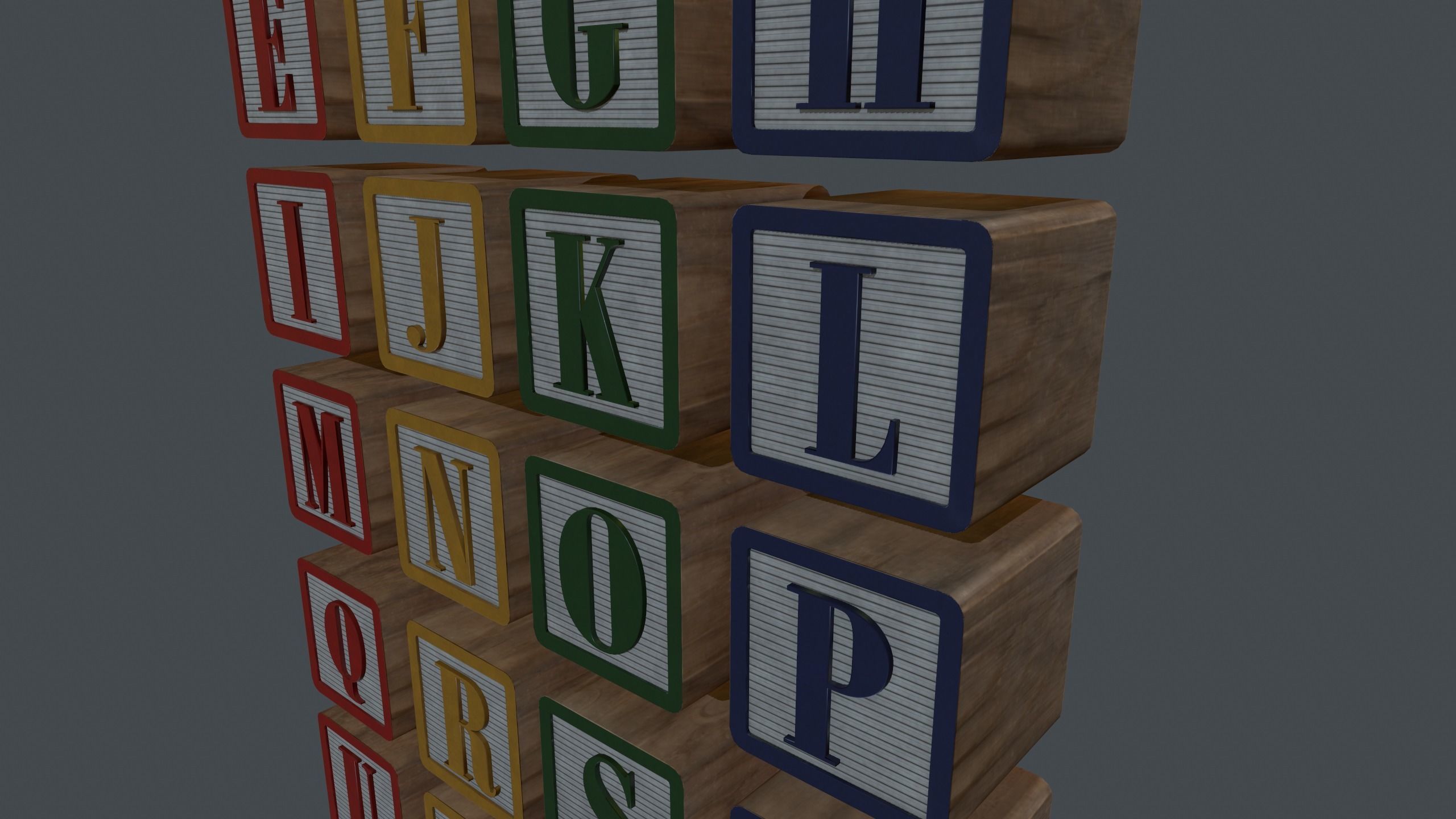 Alphabet Blocks GameReady Free low-poly 3D model_7