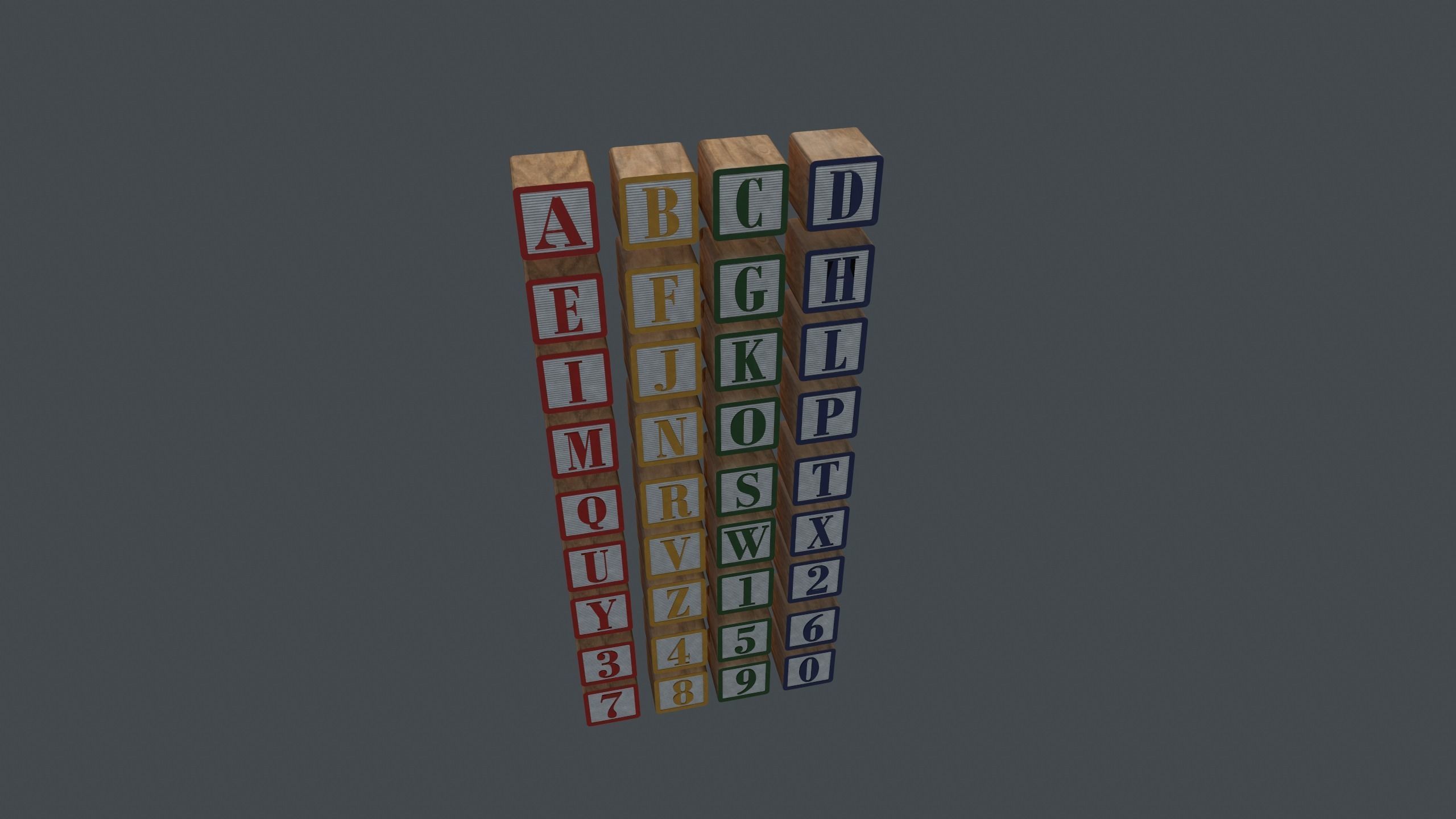 Alphabet Blocks GameReady Free low-poly 3D model_5