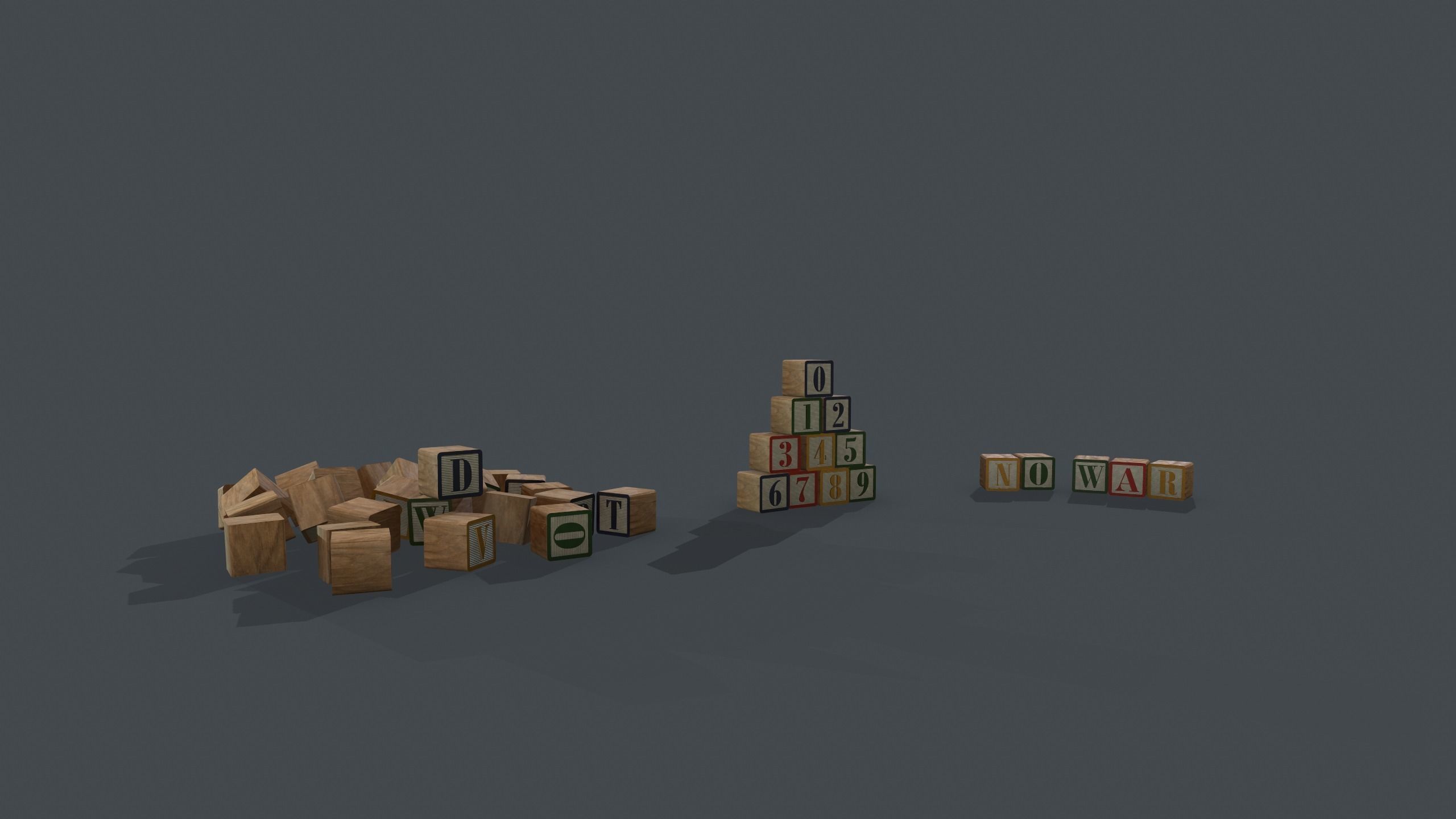 Alphabet Blocks GameReady Free low-poly 3D model_4