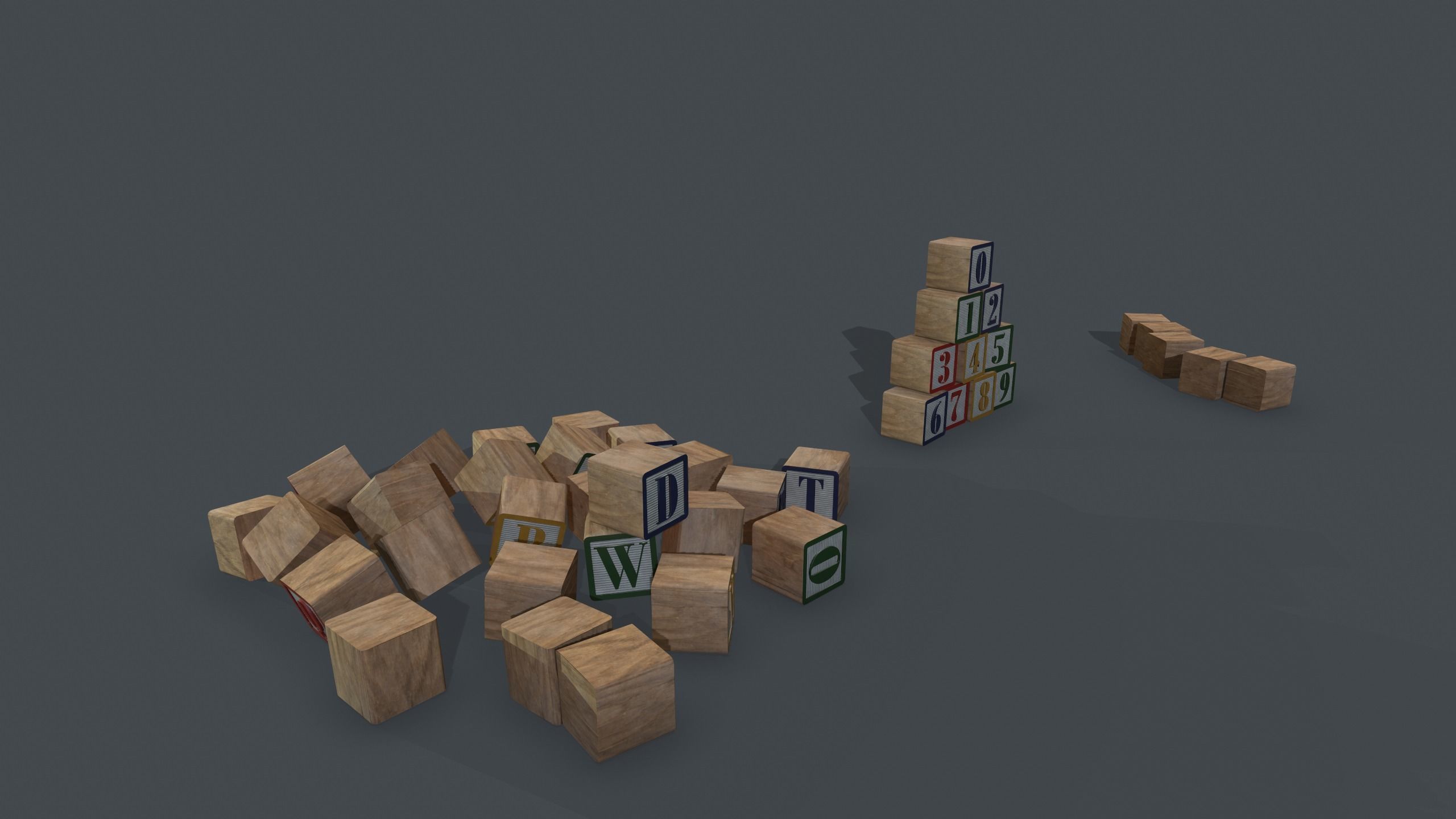 Alphabet Blocks GameReady Free low-poly 3D model_3