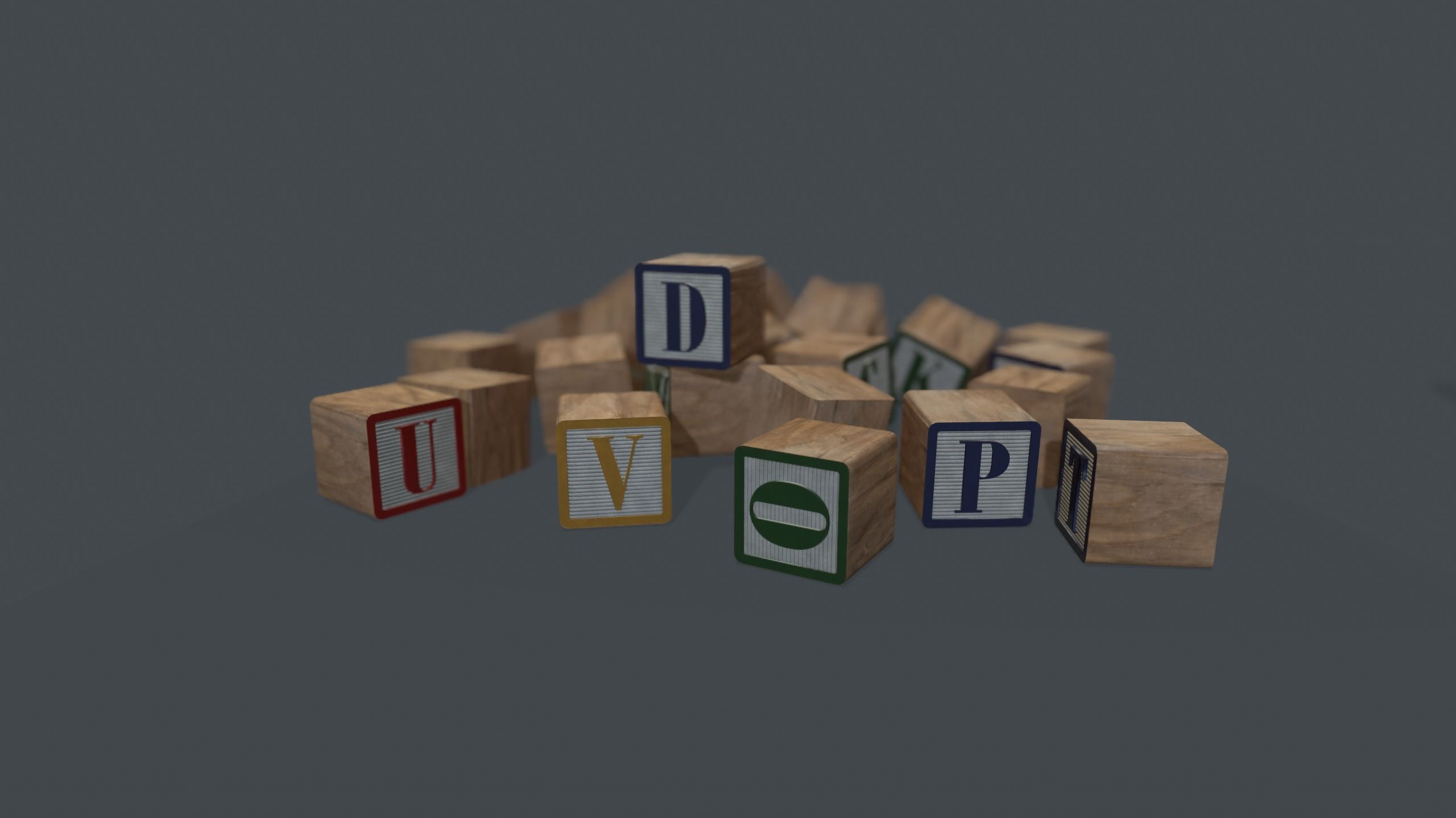 Alphabet Blocks GameReady Free low-poly 3D model_1