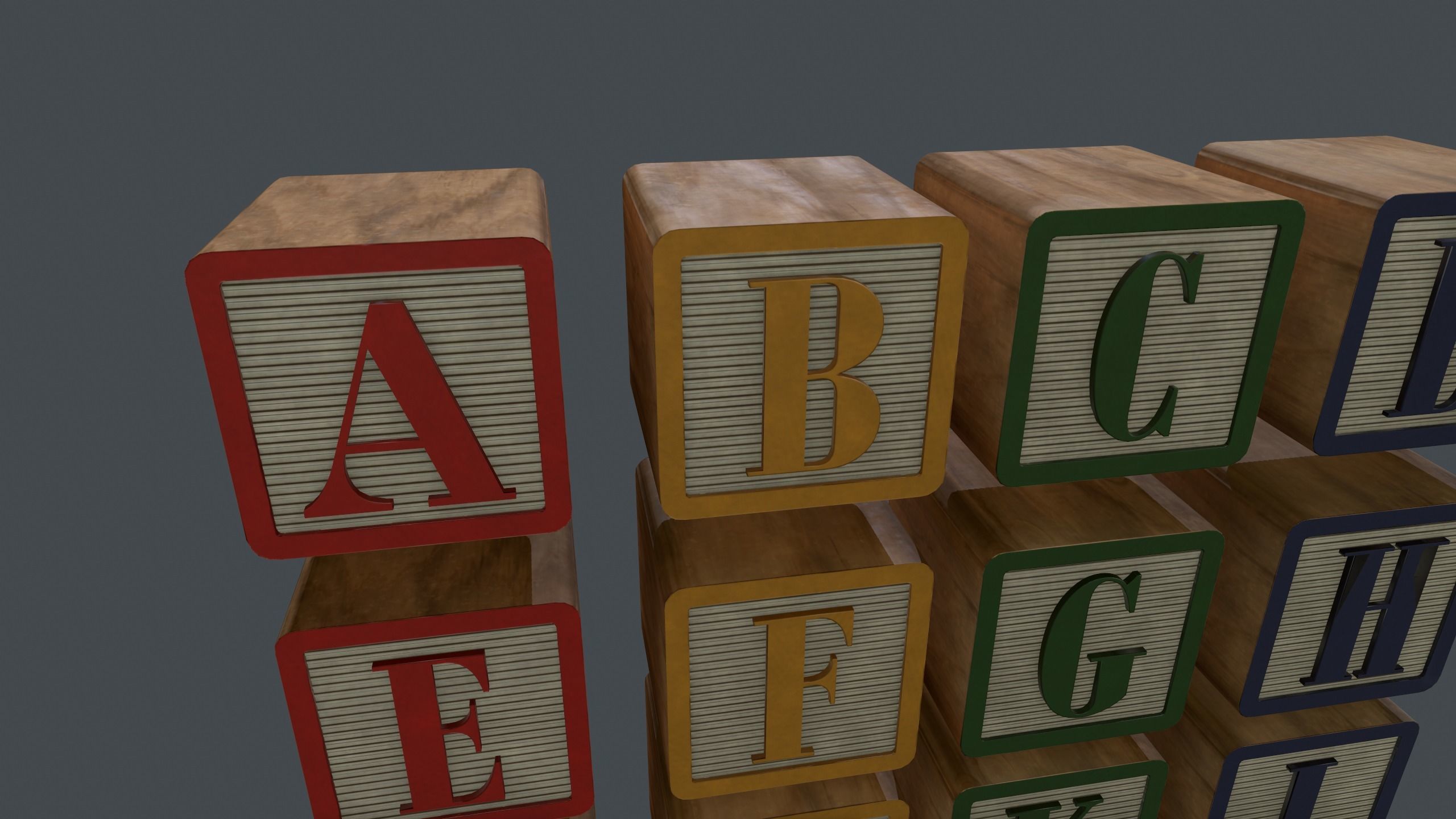 Alphabet Blocks GameReady Free low-poly 3D model_6