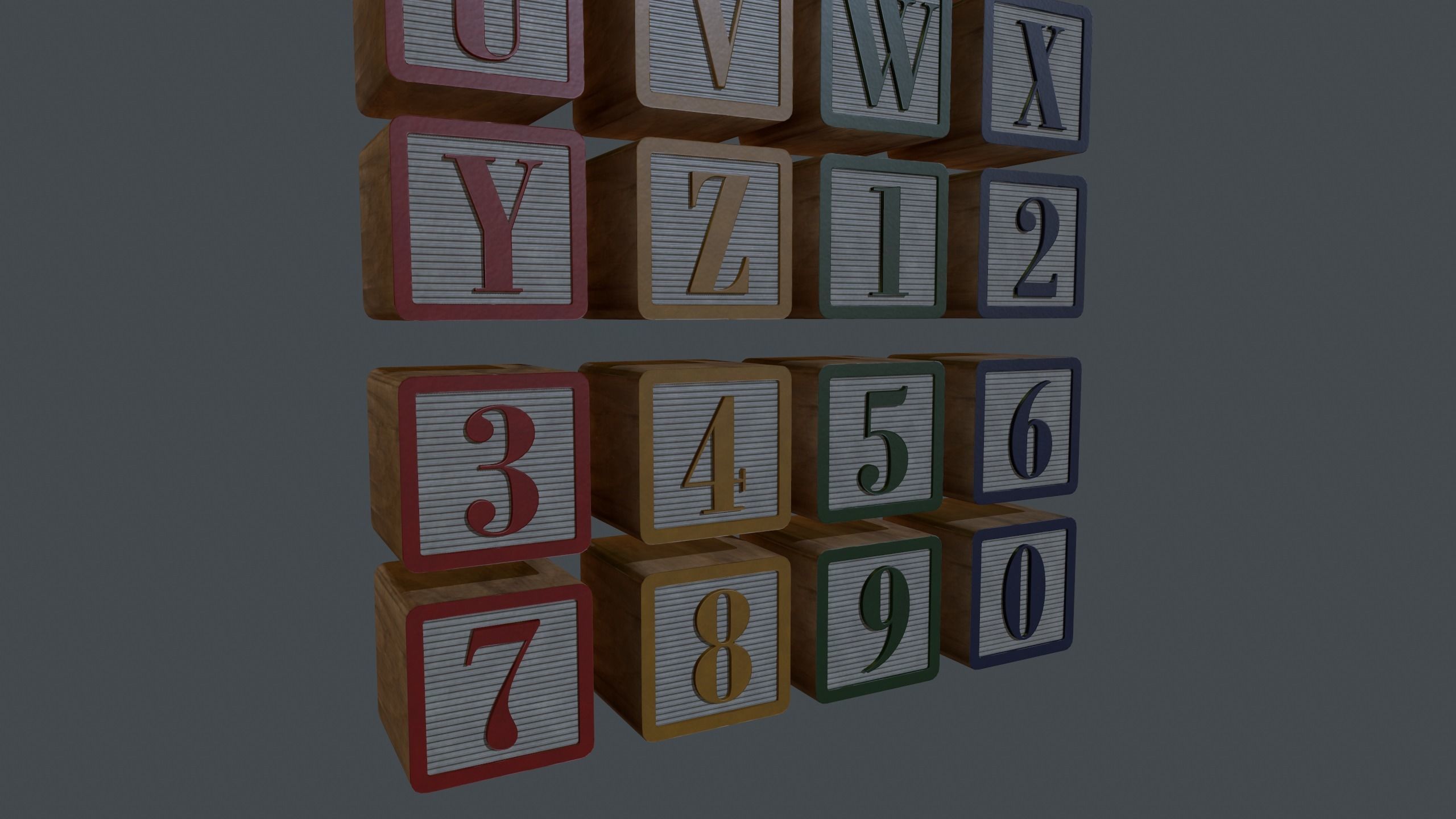 Alphabet Blocks GameReady Free low-poly 3D model_9