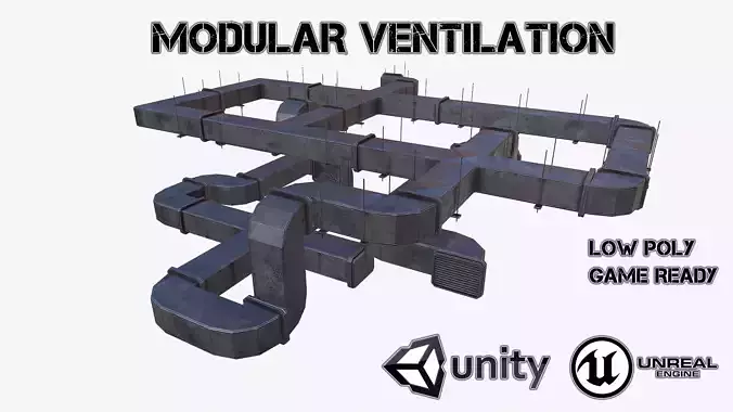 Modular ventilation Low-poly 3D model