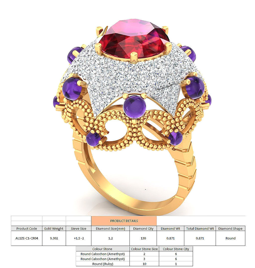 Cocktail ring 3D print model_12