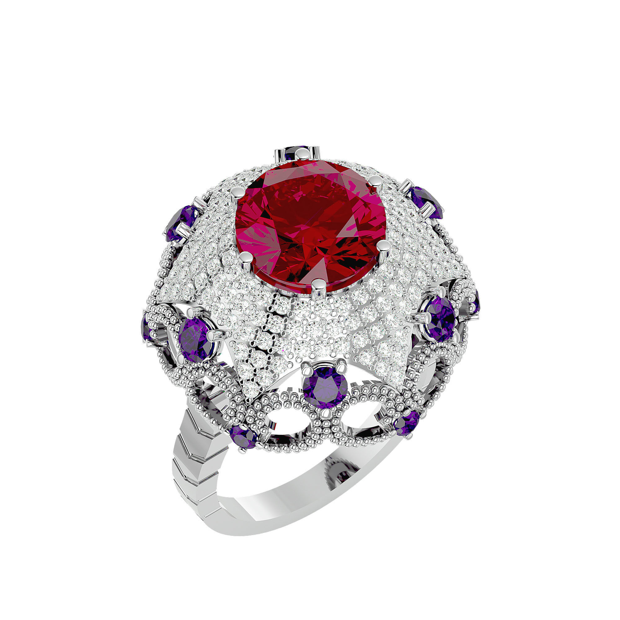 Cocktail ring 3D print model_9