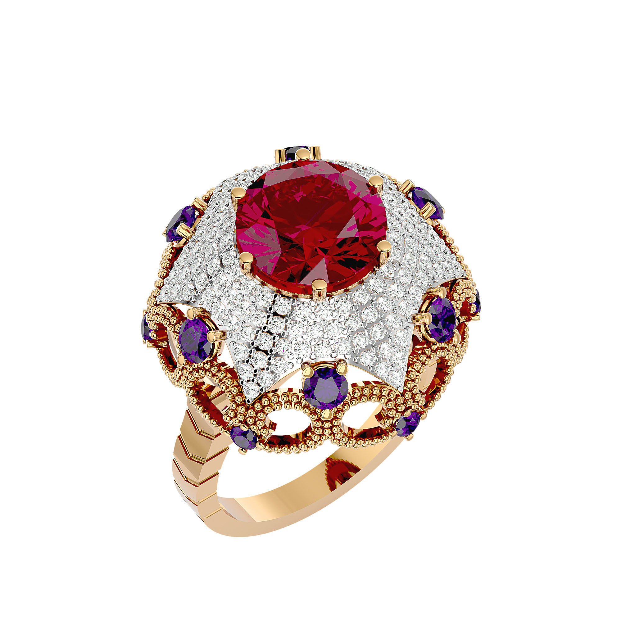 Cocktail ring 3D print model_10