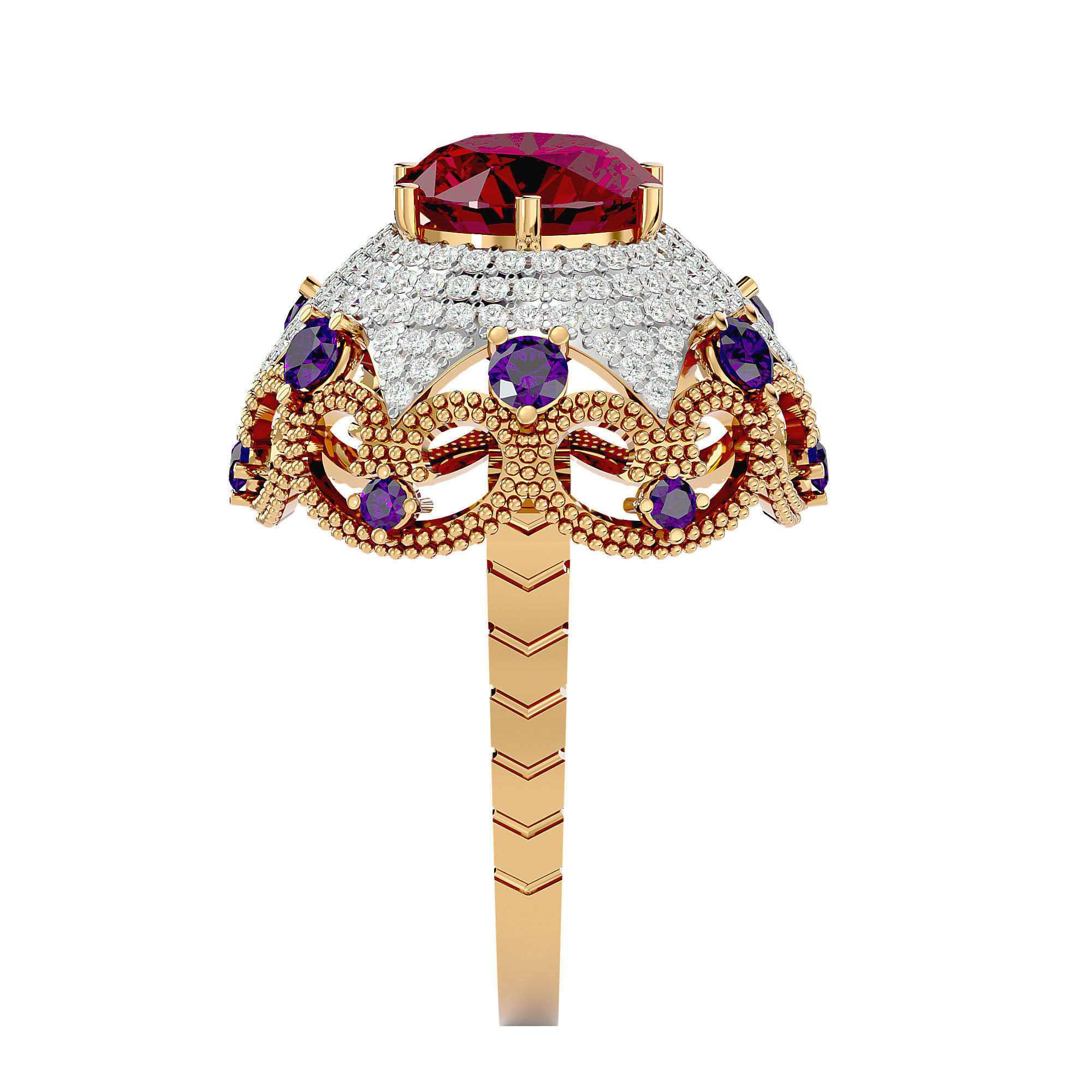 Cocktail ring 3D print model_6