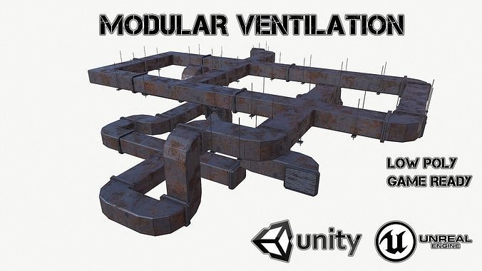 Modular ventilation Low-poly 3D model