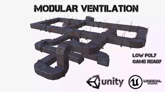 Modular ventilation Low-poly 3D model