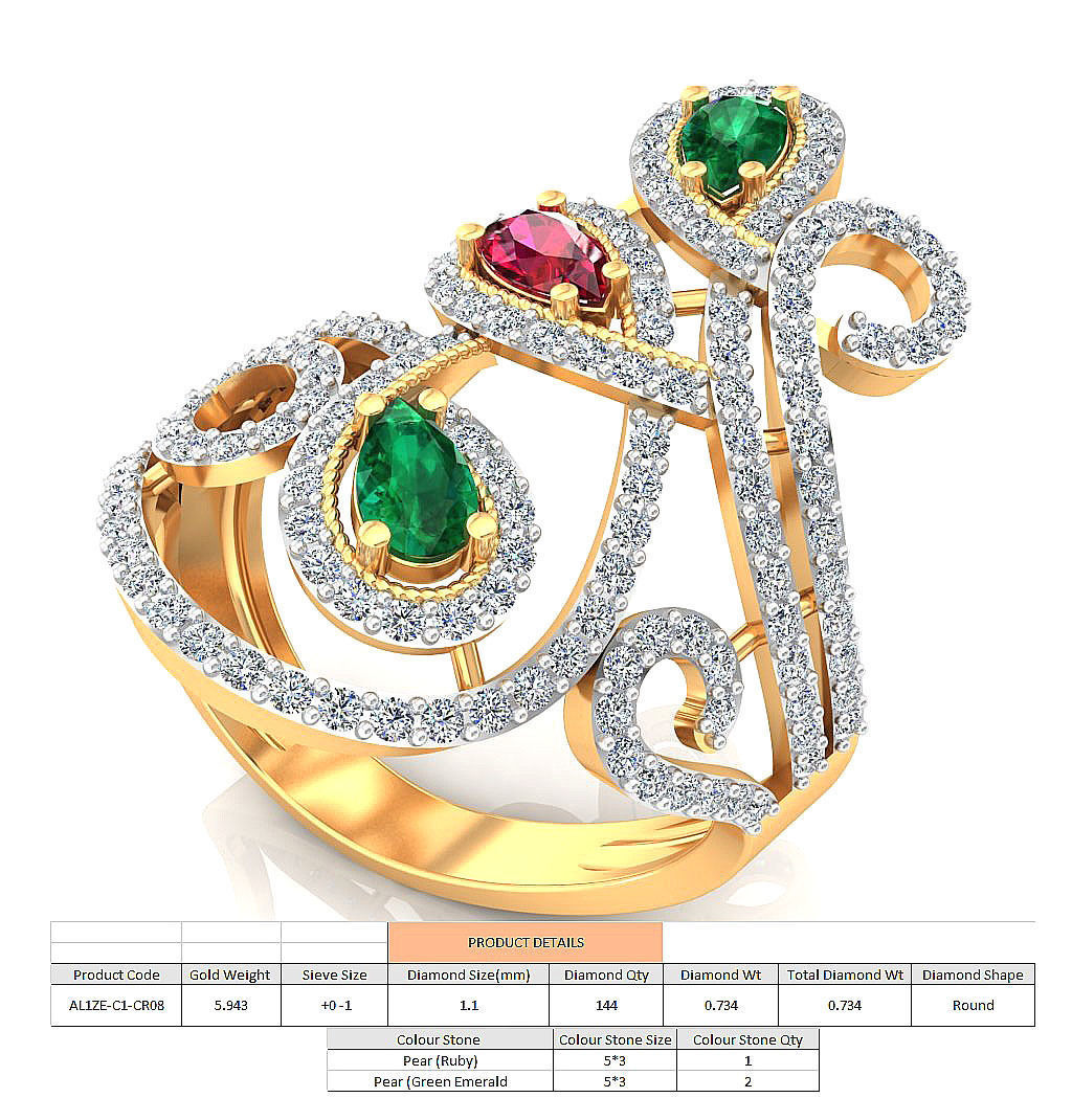 Cocktail ring 3D print model_12