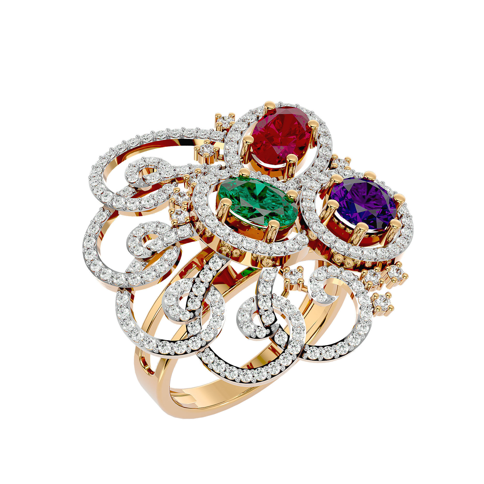 Cocktail ring 3D print model_10