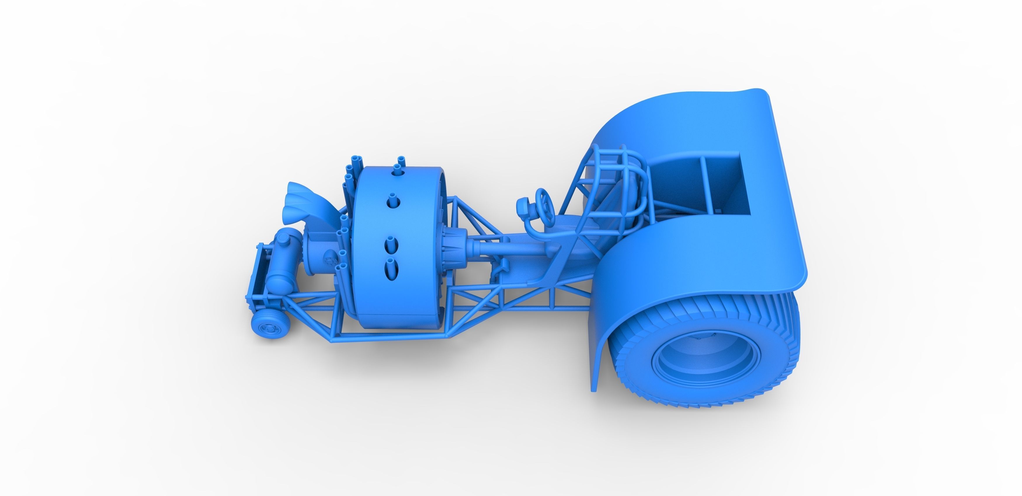 Pulling tractor with radial engine Scale 1 to 25 3D print model_21