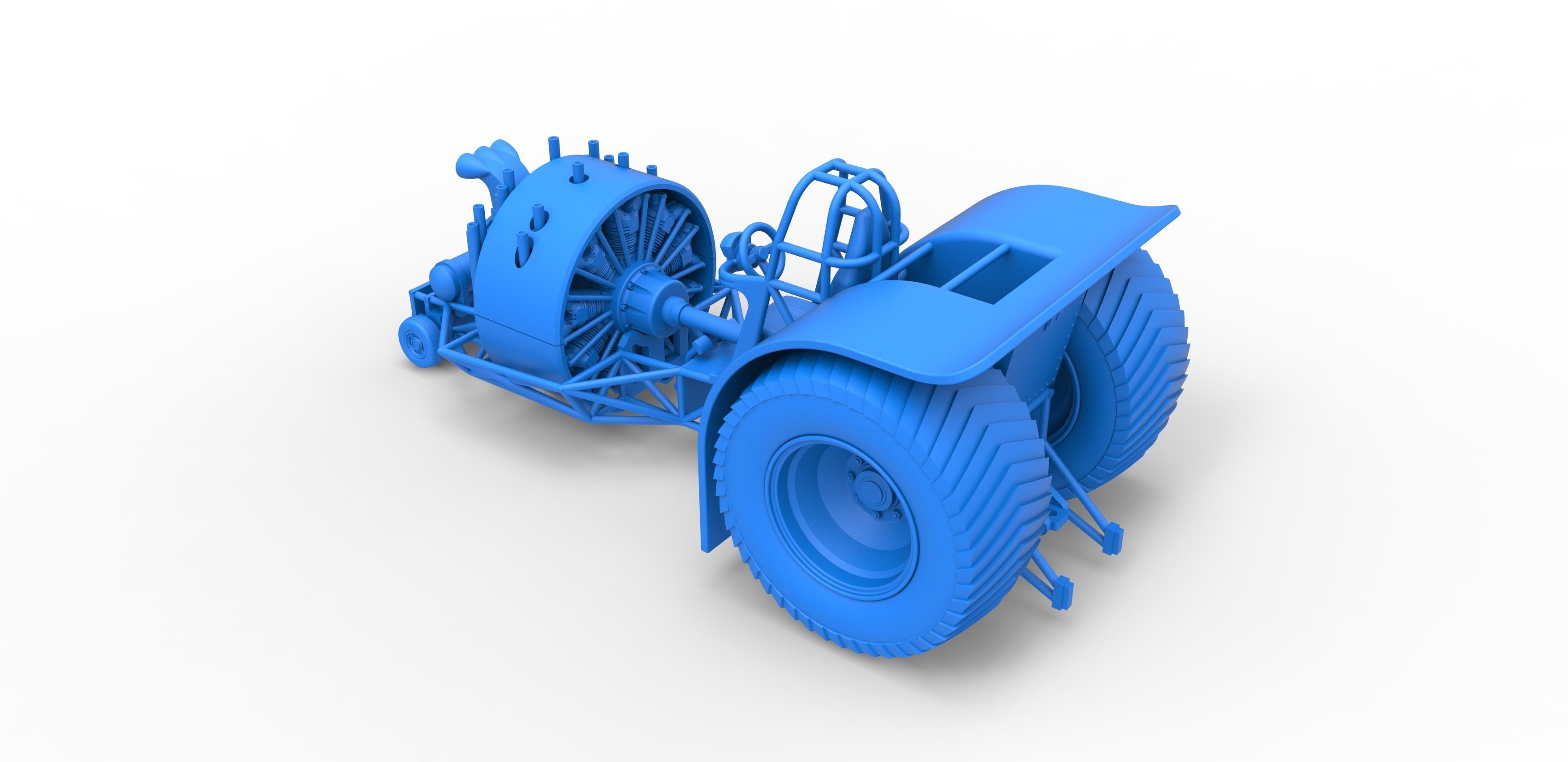 Pulling tractor with radial engine Scale 1 to 25 3D print model_23