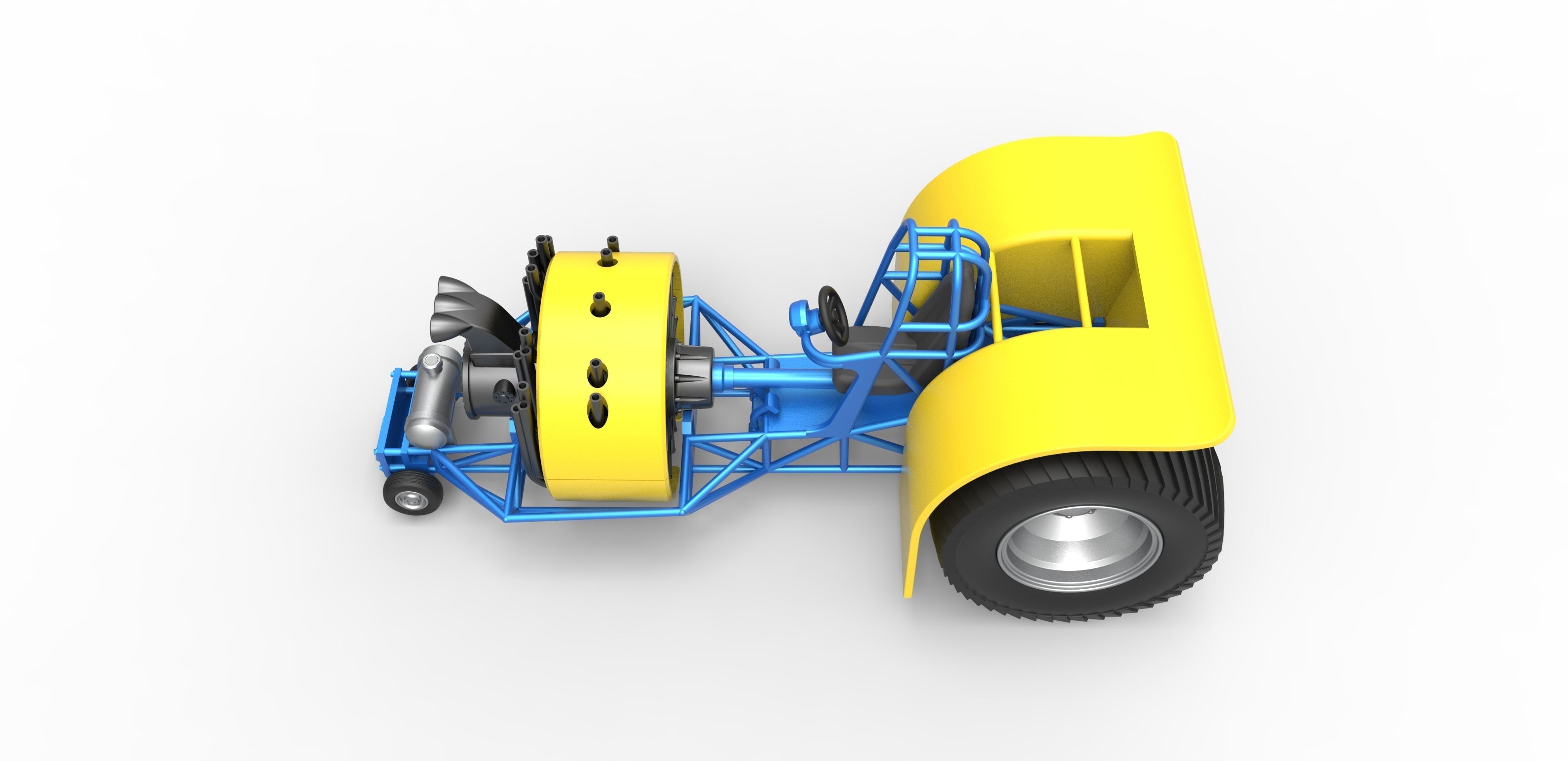 Pulling tractor with radial engine Scale 1 to 25 3D print model_8