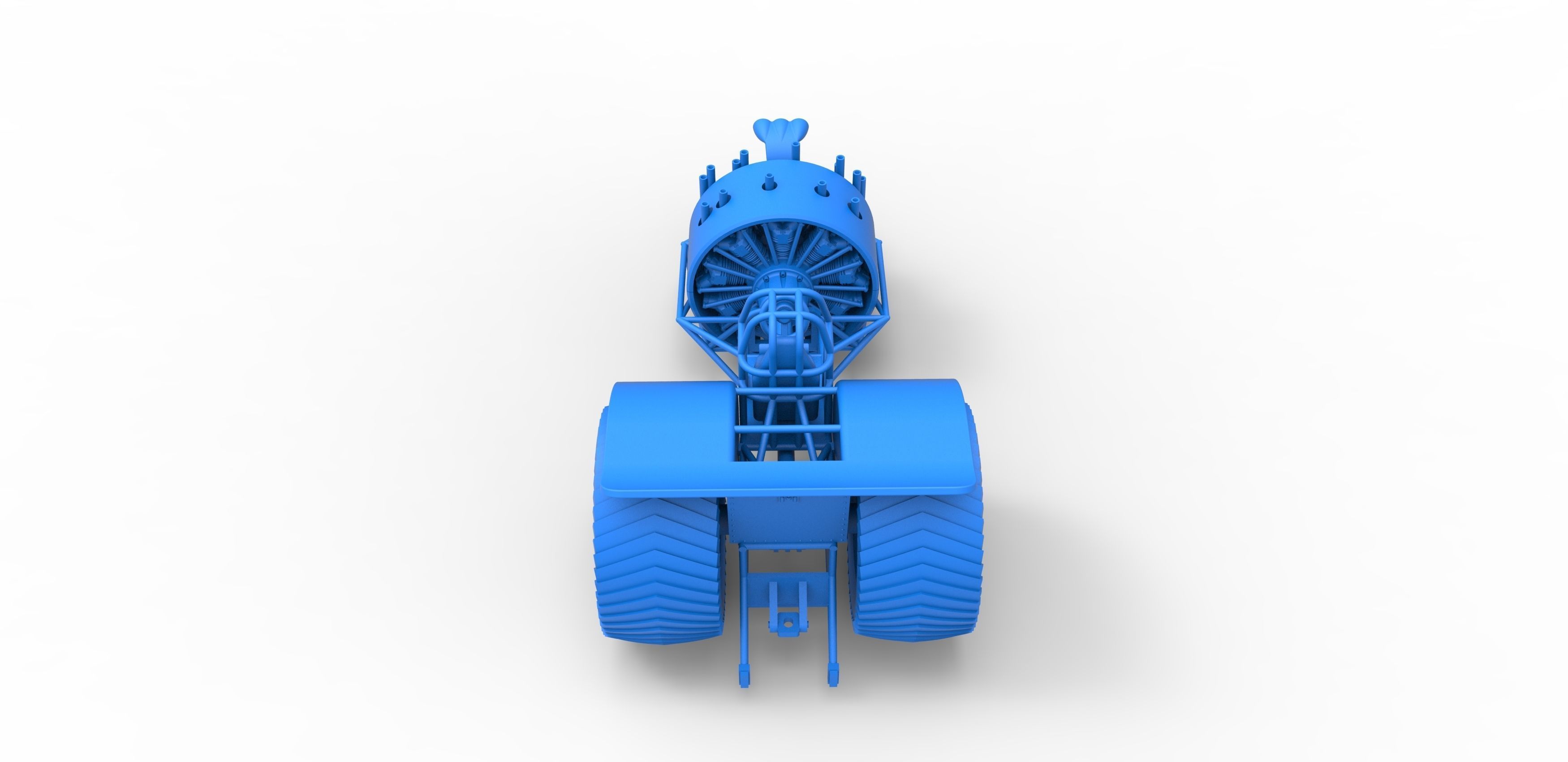 Pulling tractor with radial engine Scale 1 to 25 3D print model_25