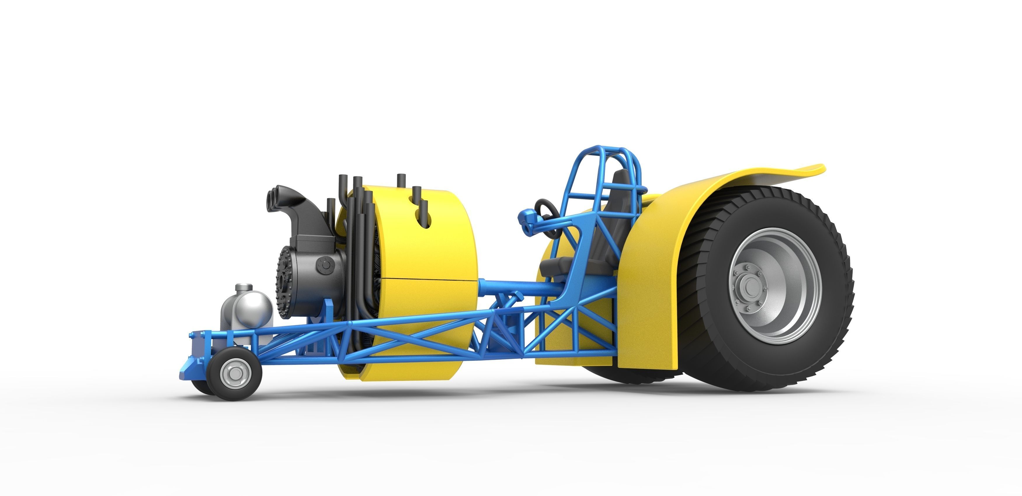 Pulling tractor with radial engine Scale 1 to 25 3D print model_2