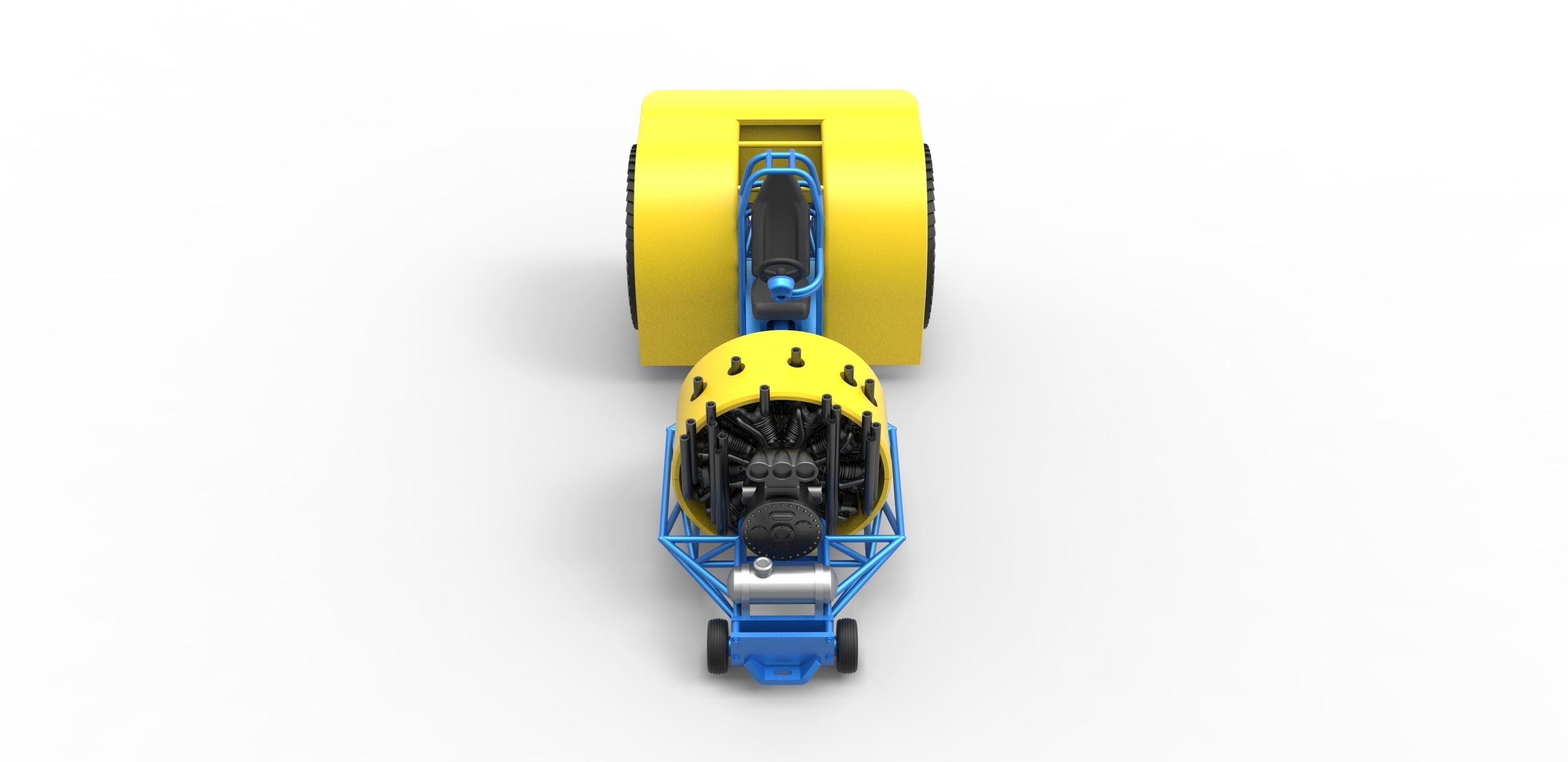 Pulling tractor with radial engine Scale 1 to 25 3D print model_5