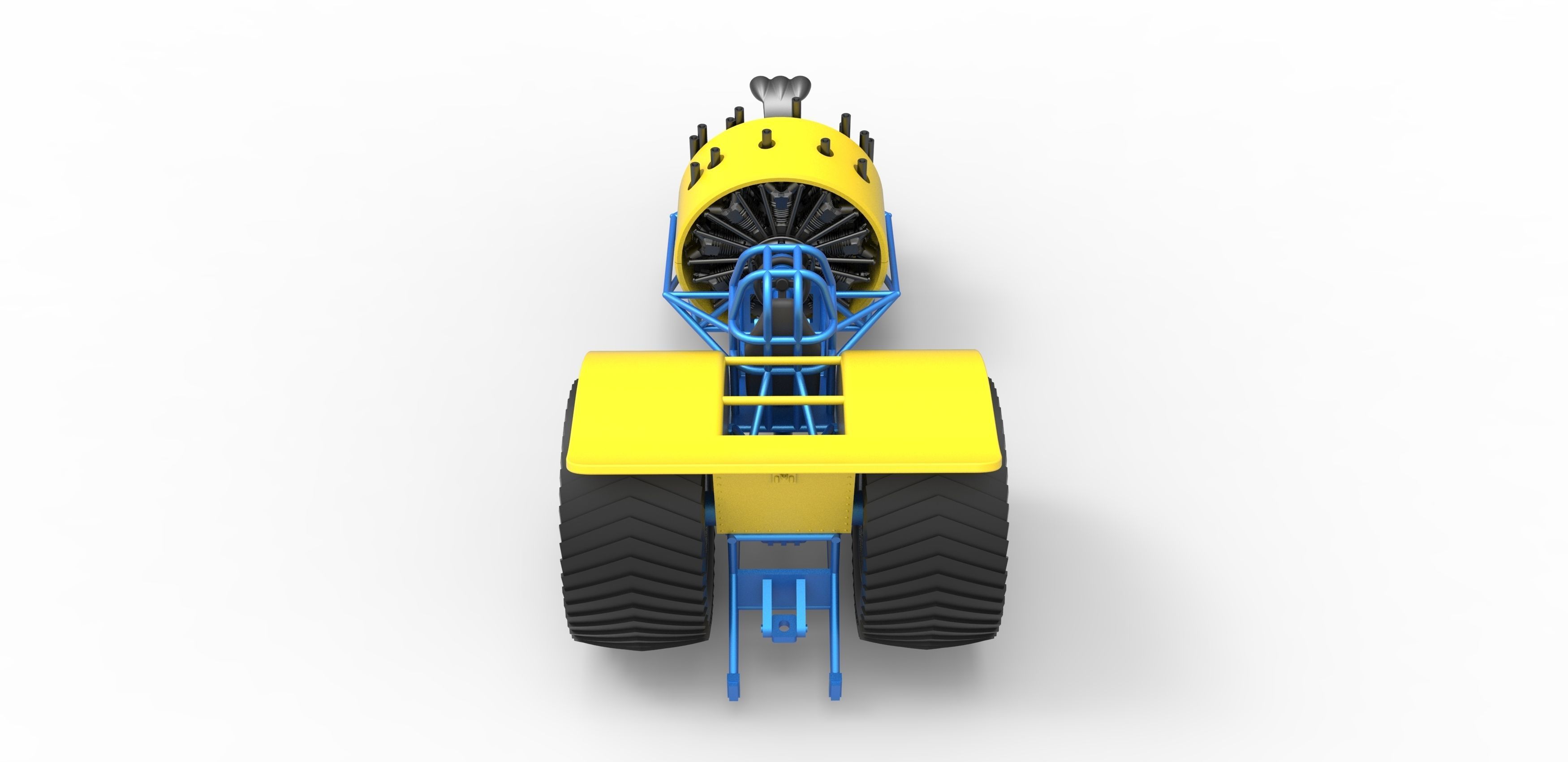 Pulling tractor with radial engine Scale 1 to 25 3D print model_12