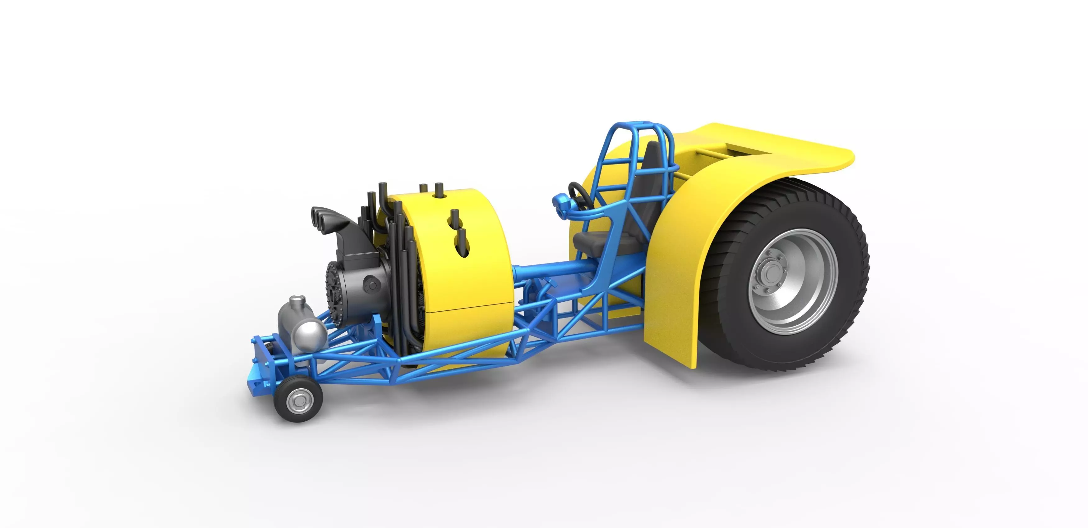 Pulling tractor with radial engine Scale 1 to 25 3D print model_0