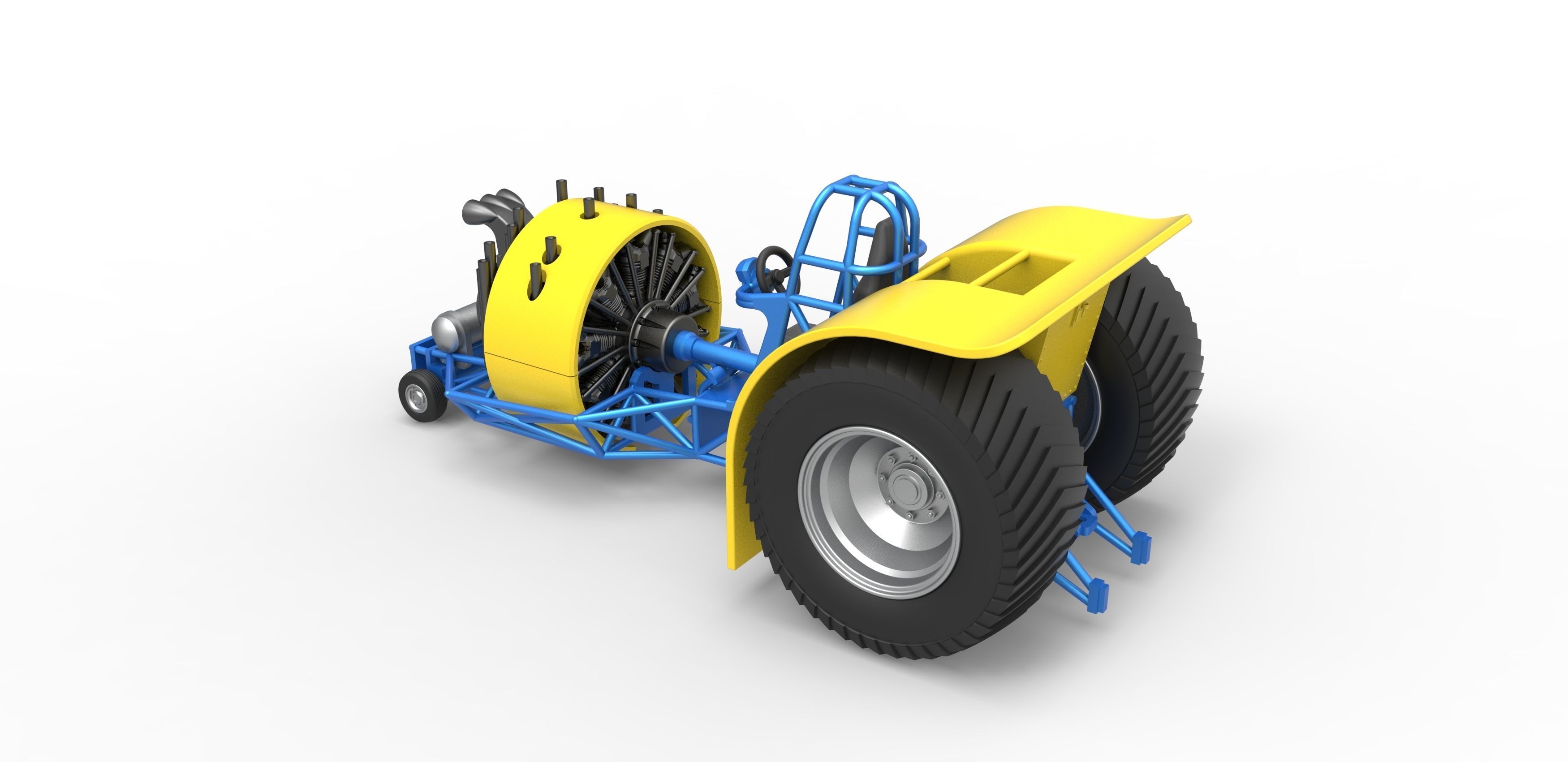 Pulling tractor with radial engine Scale 1 to 25 3D print model_10