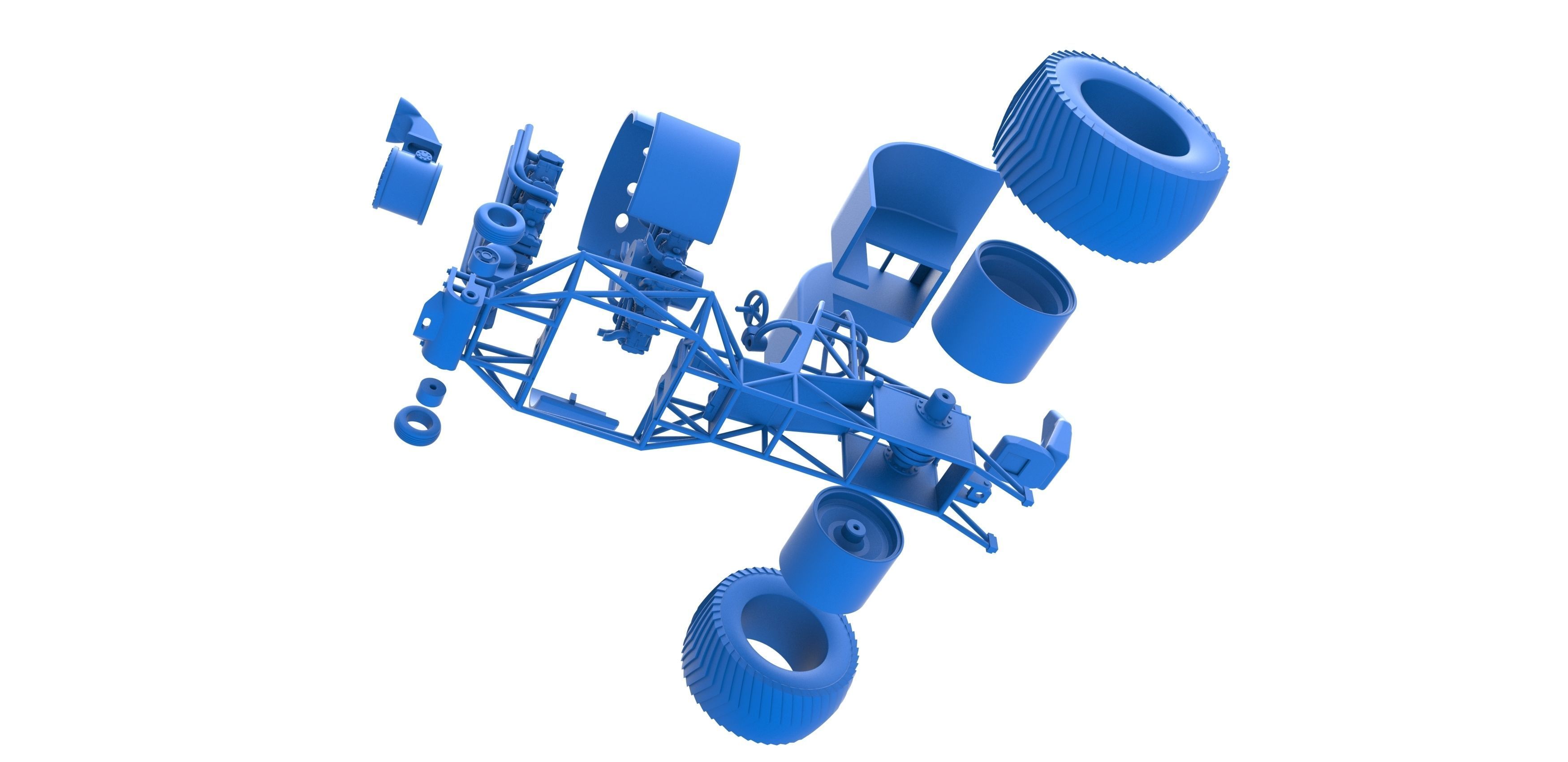 Pulling tractor with radial engine Scale 1 to 25 3D print model_28